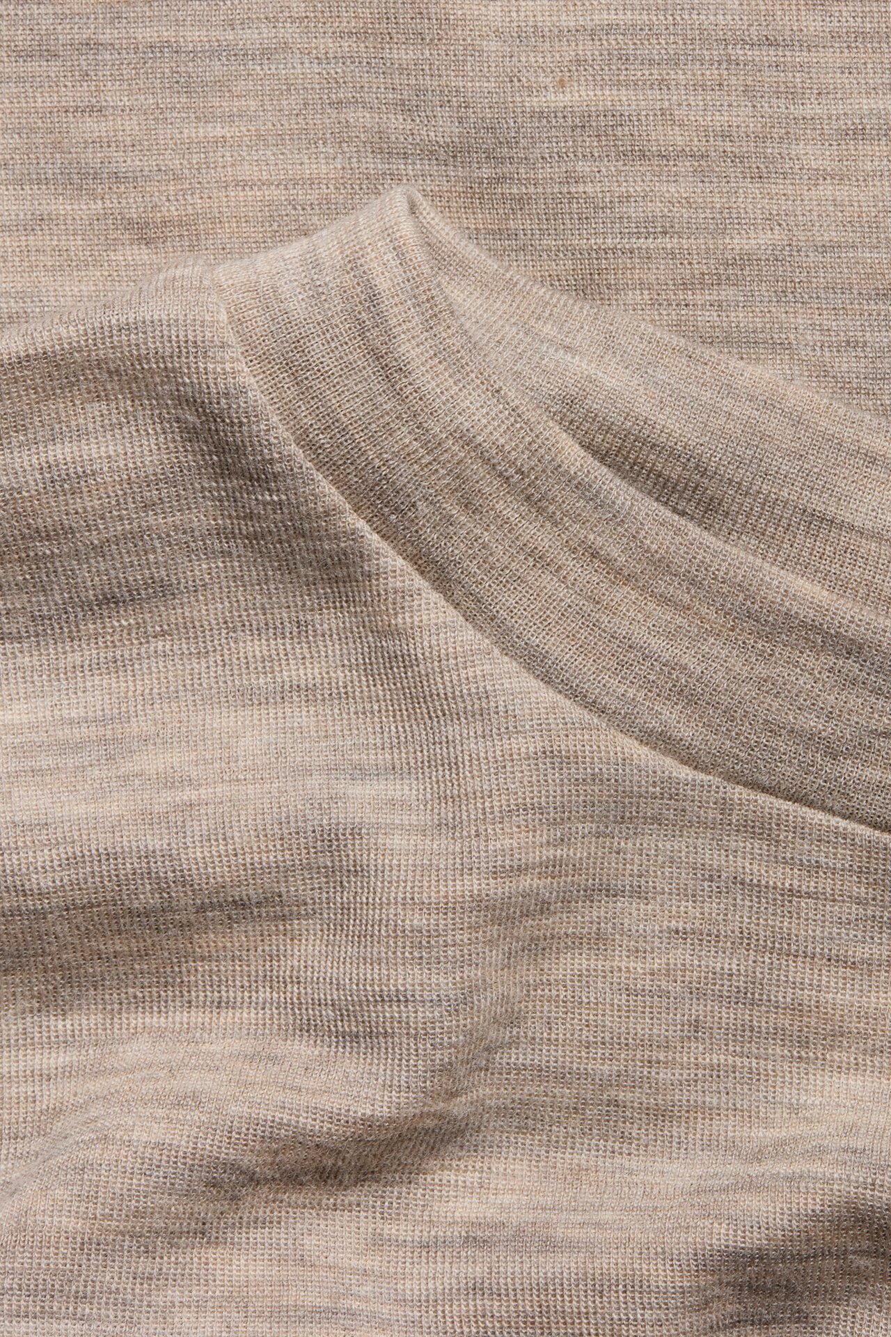 Langermet topp i merinoull - Melert beige - 5