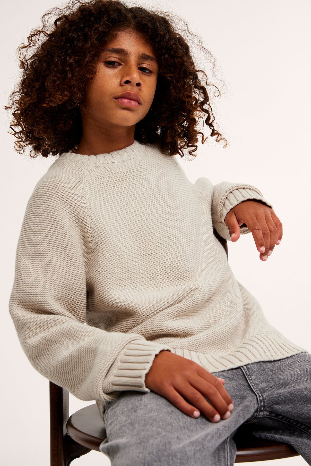 Stickad tröja - Beige - 1