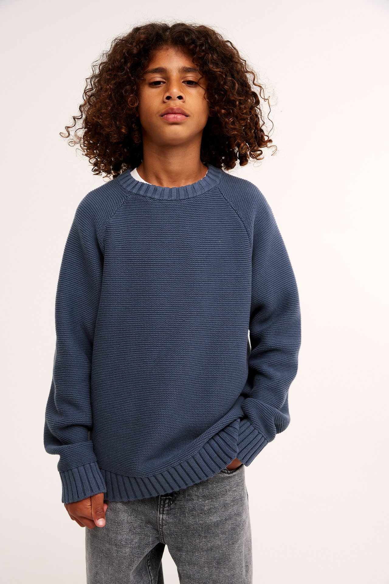 Dzianinowy sweter - Niebieski - 1
