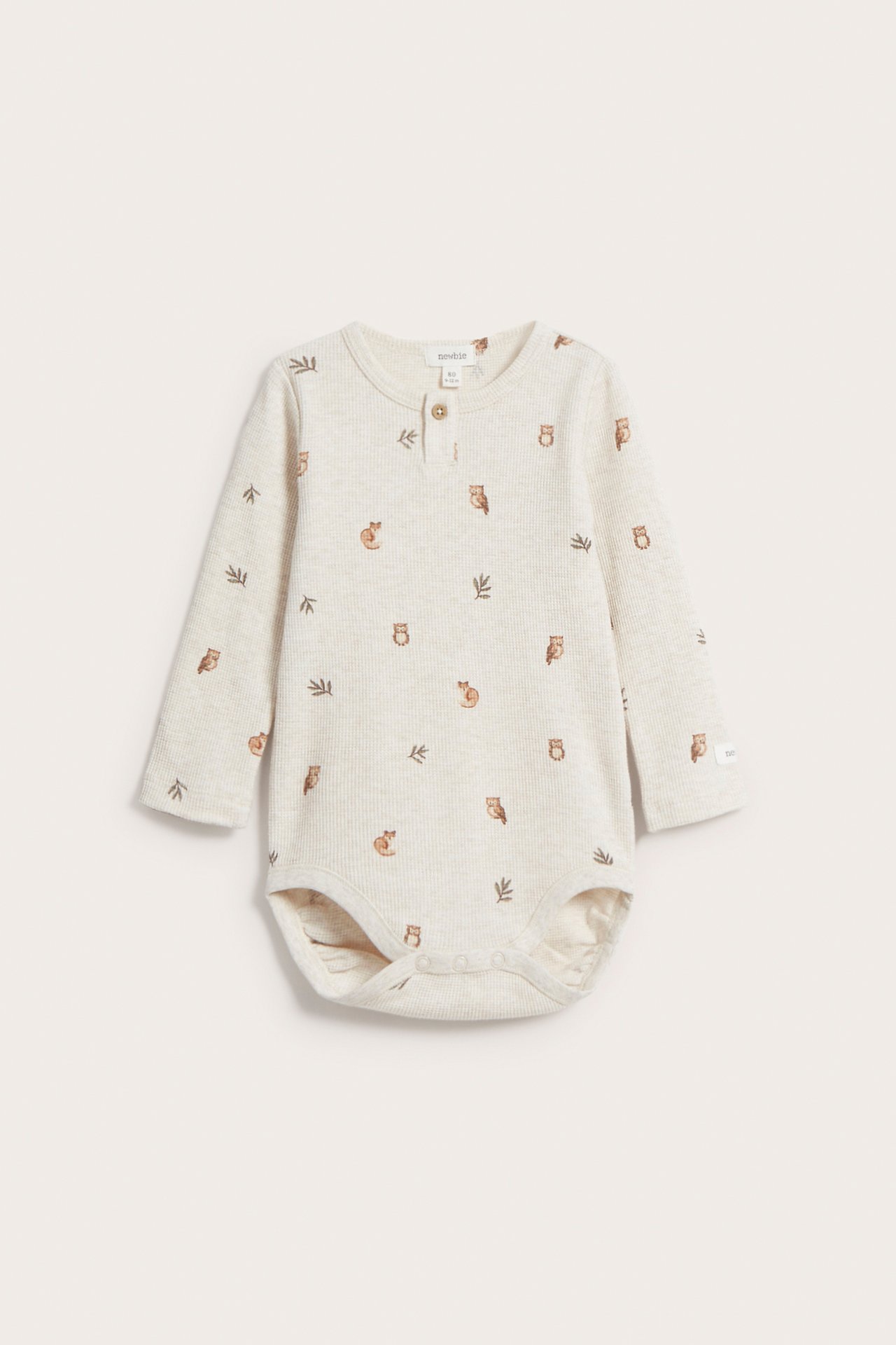 Mønstret body baby - Melert beige - 2