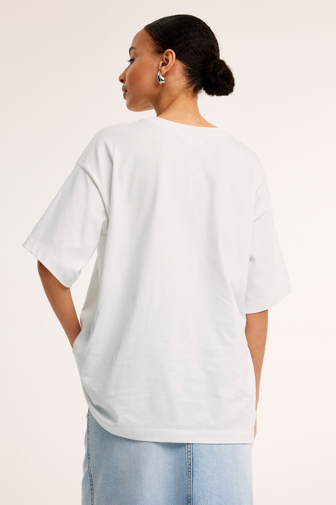 Oversized t-skjorte - Offwhite - 174cm / Storlek: S - 4