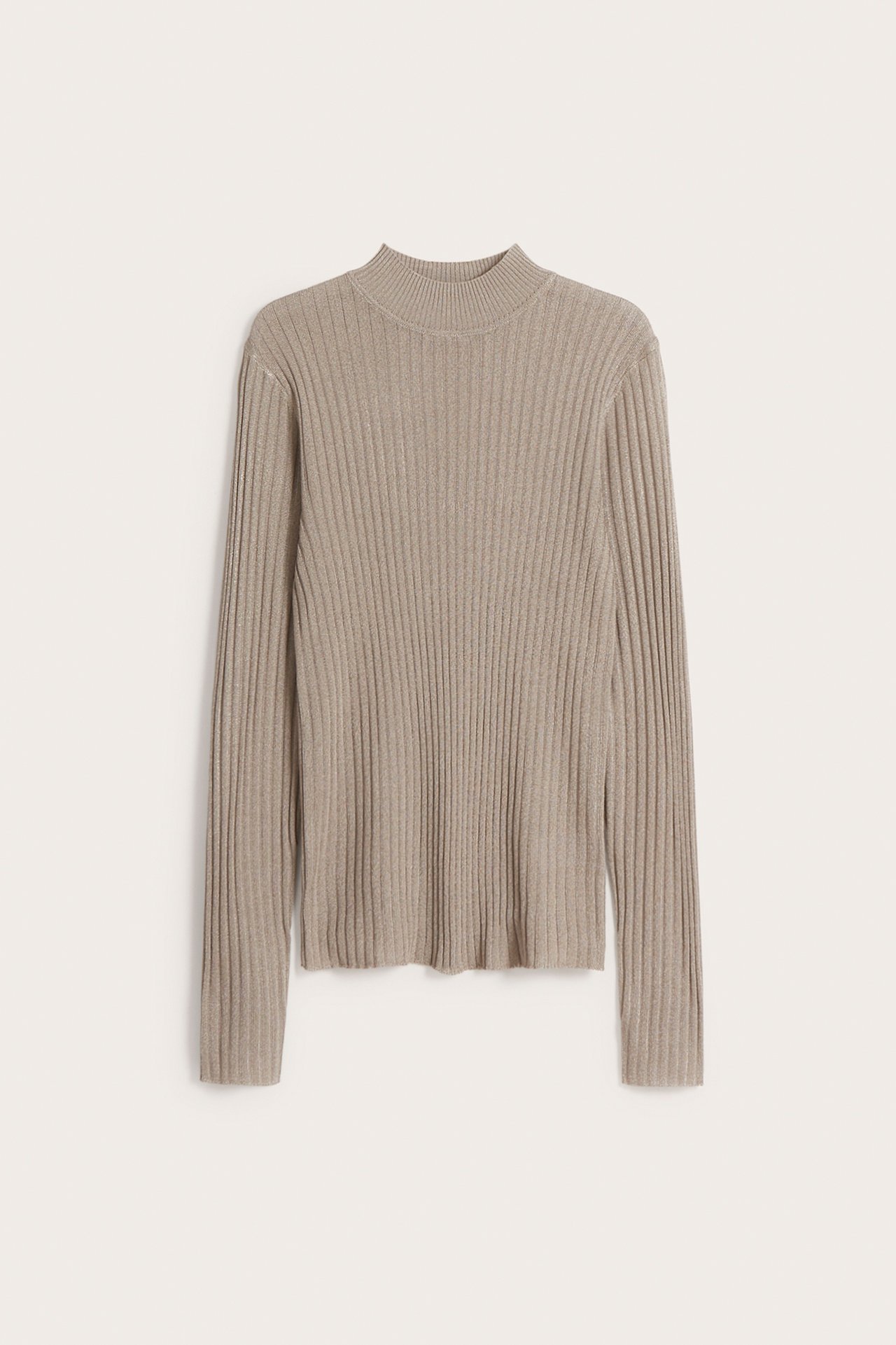 Glittrig polotröja - Mörkbeige - 7