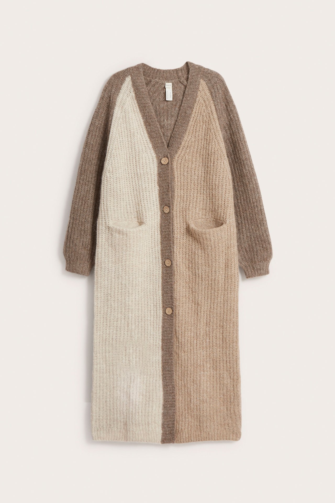 Lang cardigan i ullblanding - Beige - 7