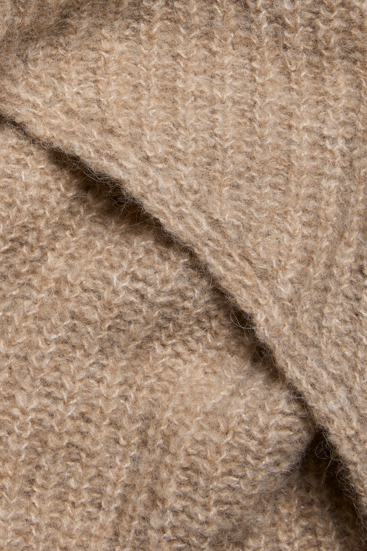 Sweter z dzianiny, na zakładkę - Jasnobrązowy - 6