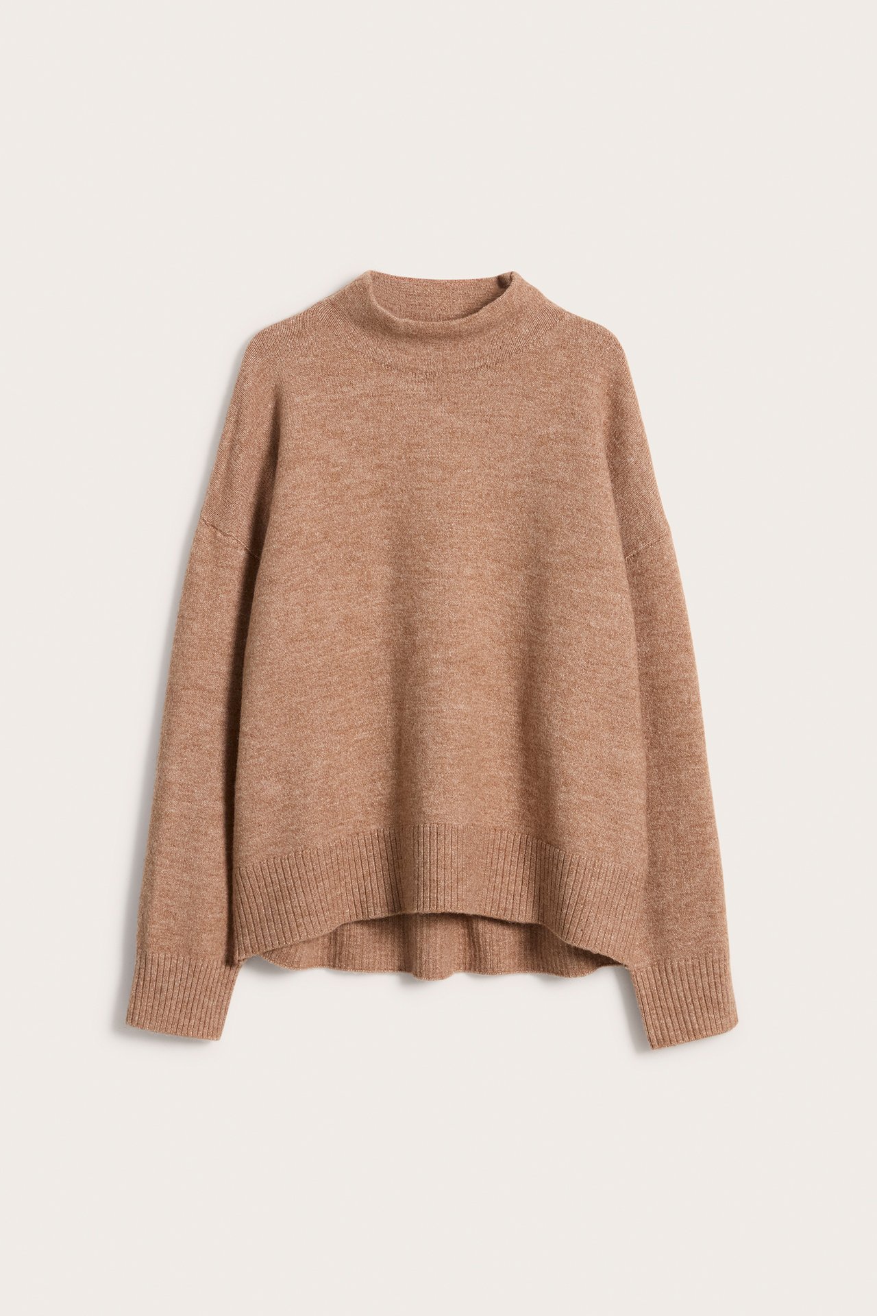 Stickad polotröja - Meleerattu beige - 6