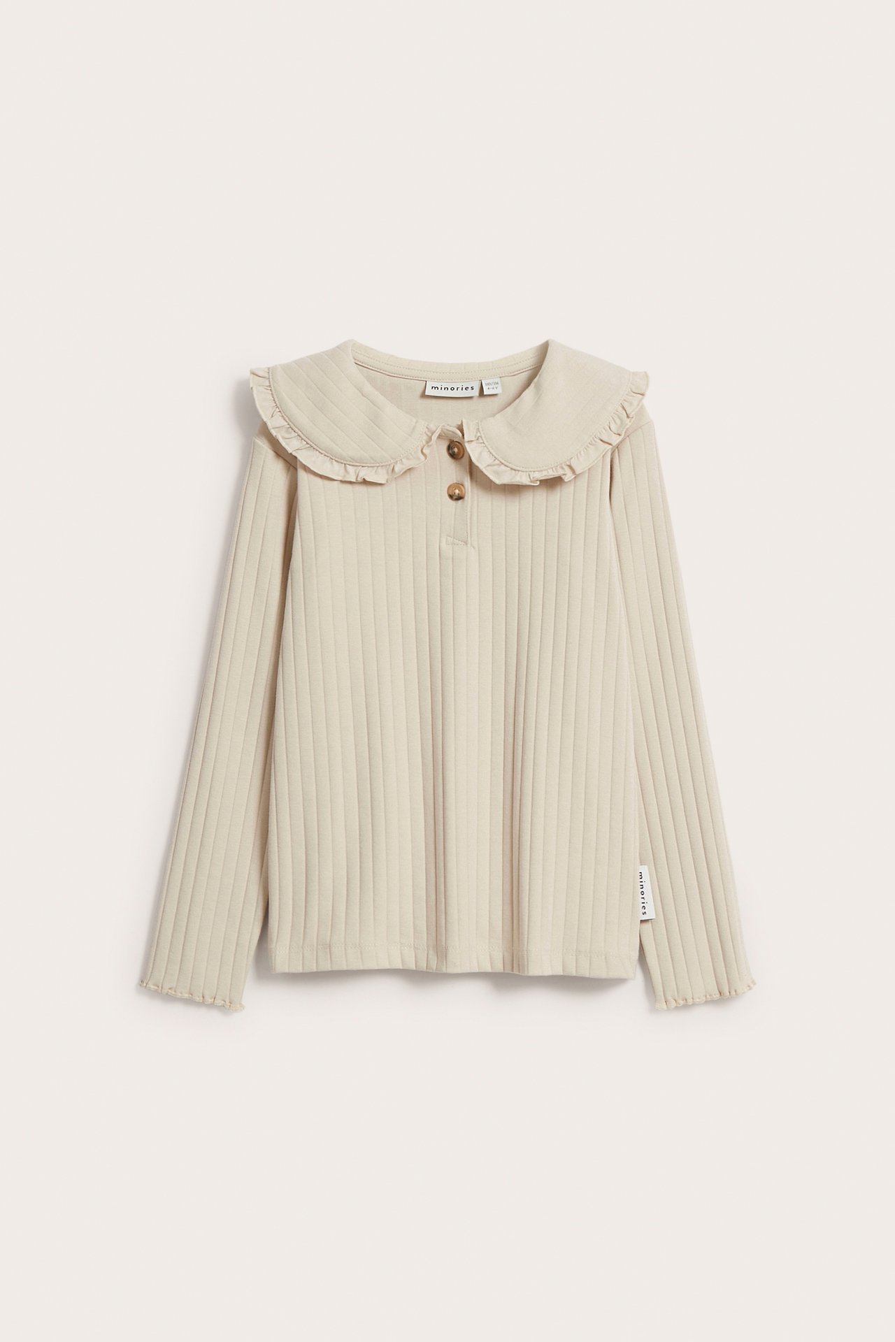 Pitkähihainen paita, jossa on kaulus - Beige - 3