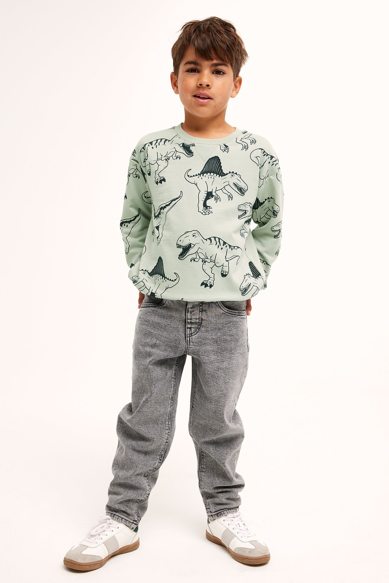 Sweatshirt med dinosaurier - Grön - 1
