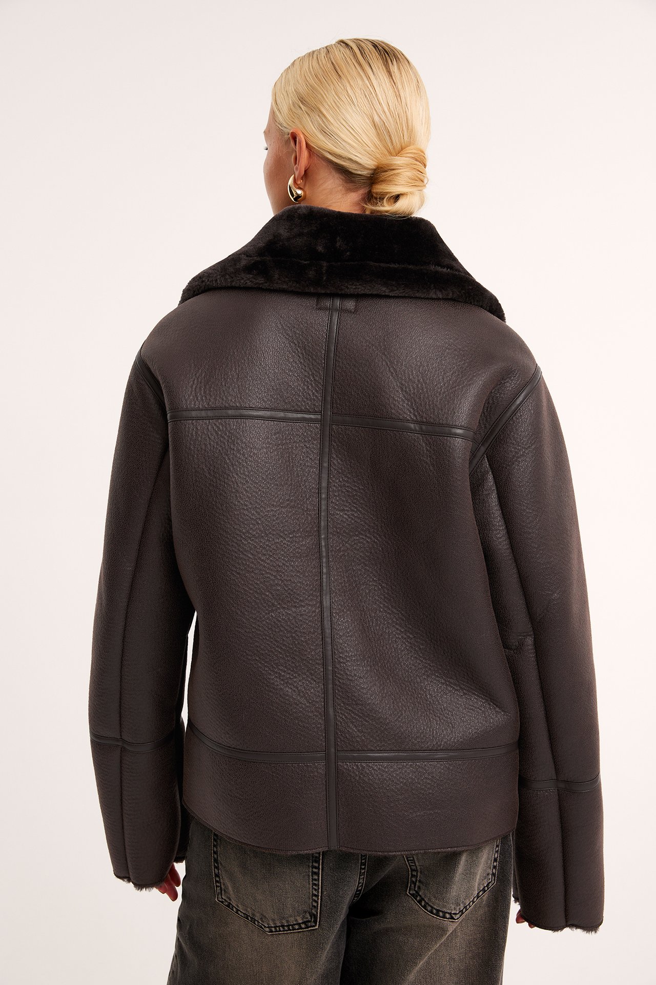 Shearling jacka - Mörkbrun - 6