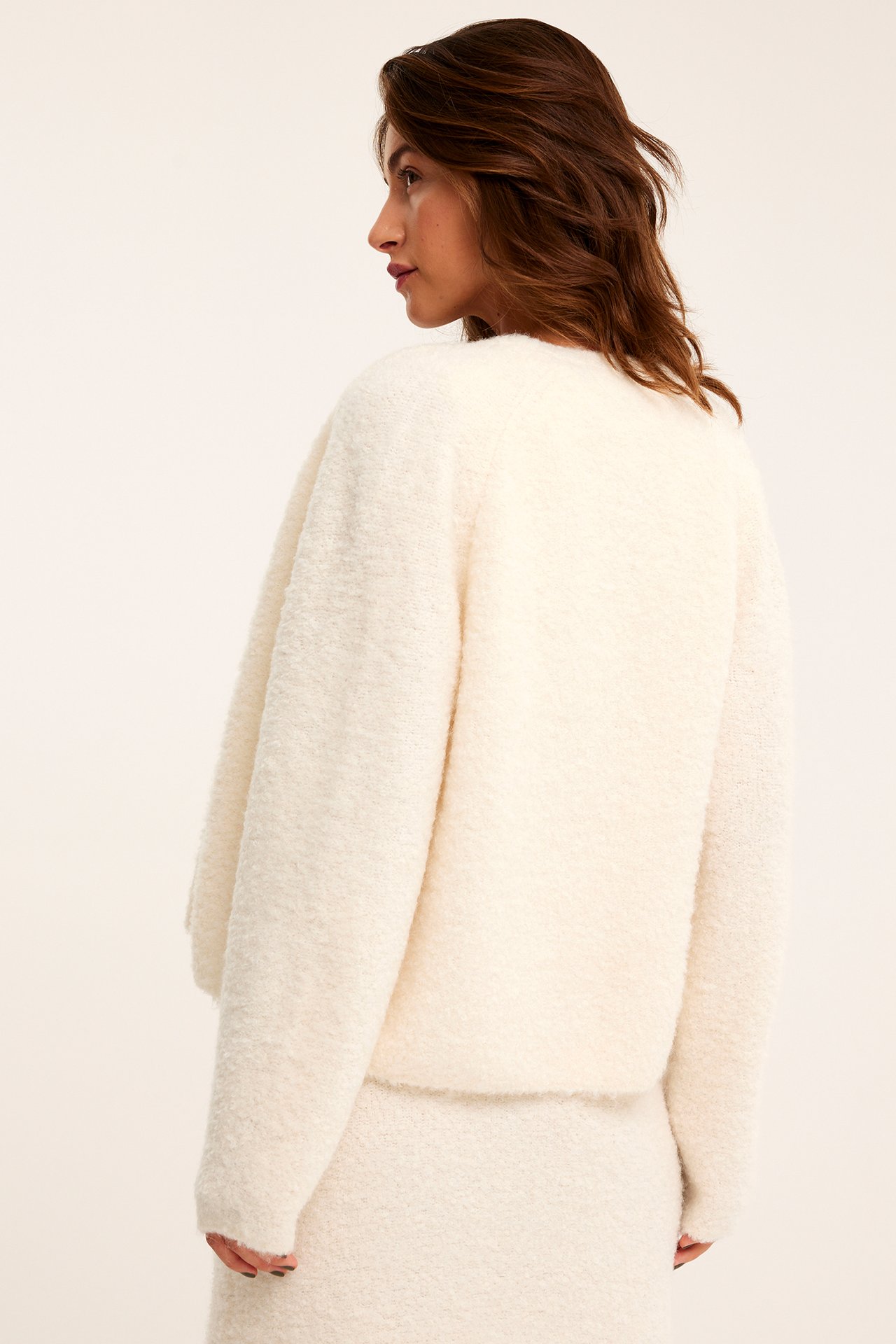 Cardigan i bouclé - Offwhite - 176cm / Storlek: S - 3