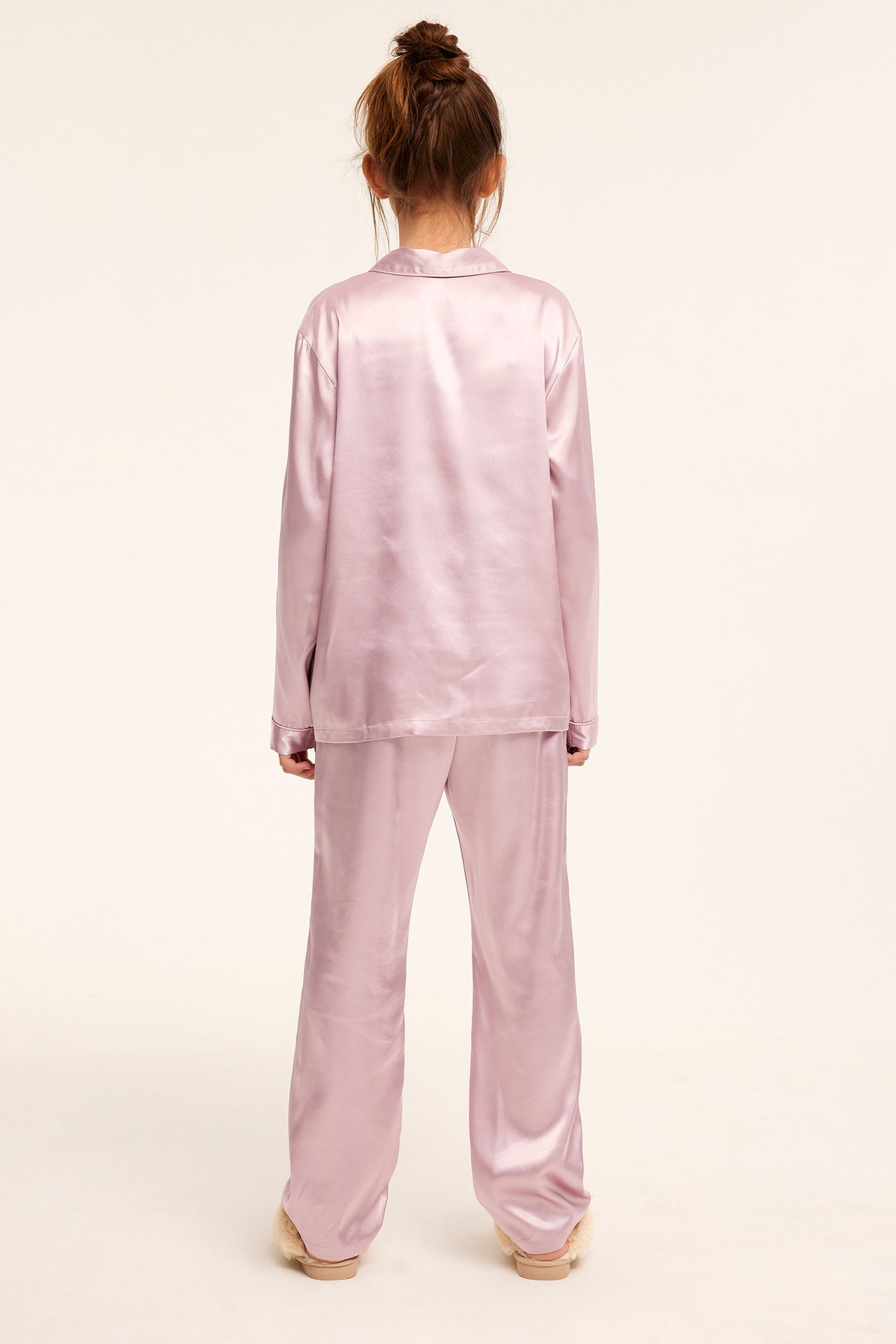 Pyjamas i satin - Rosa - 6