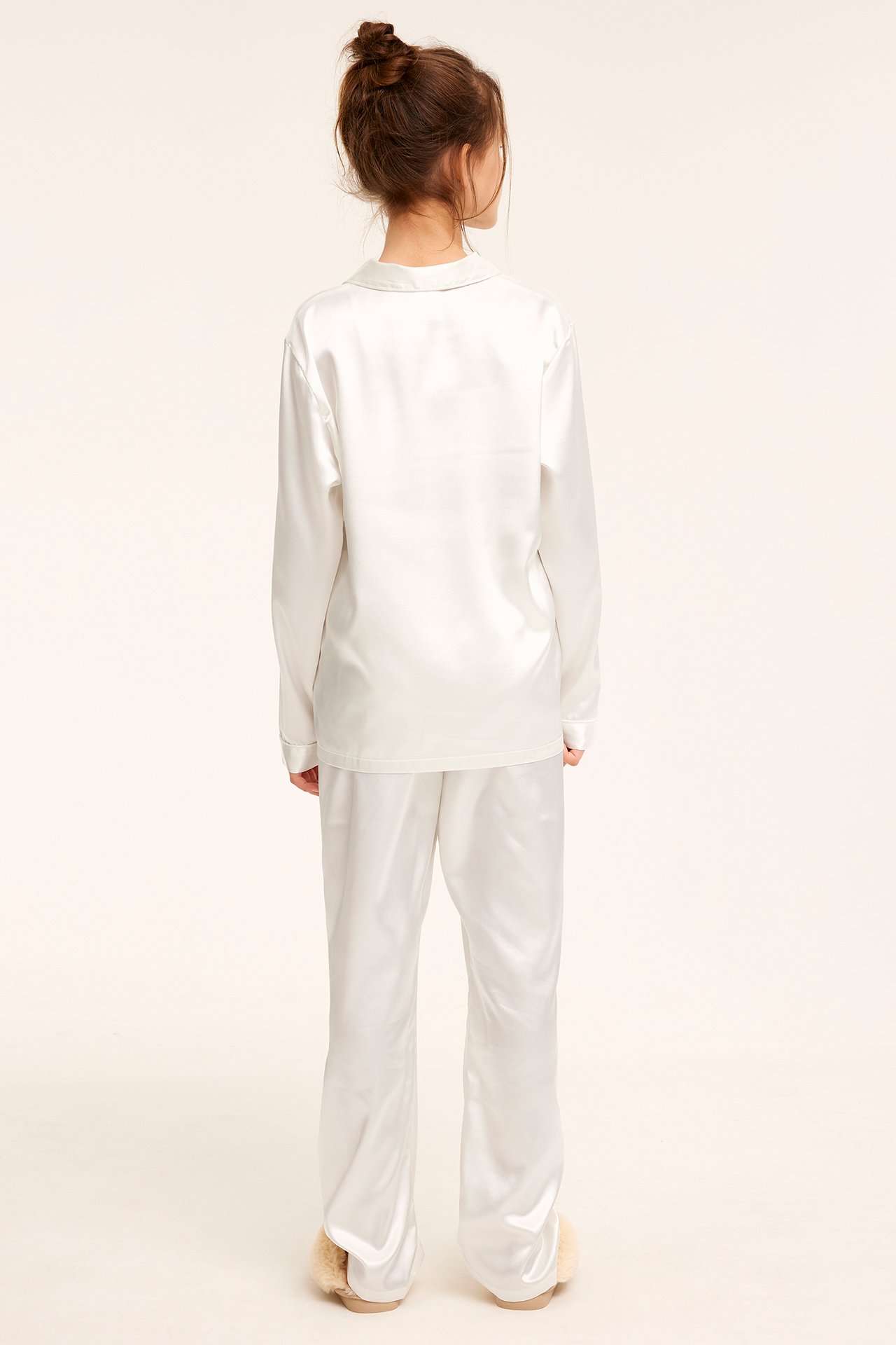 Pyjamas i satin - Offwhite - 4