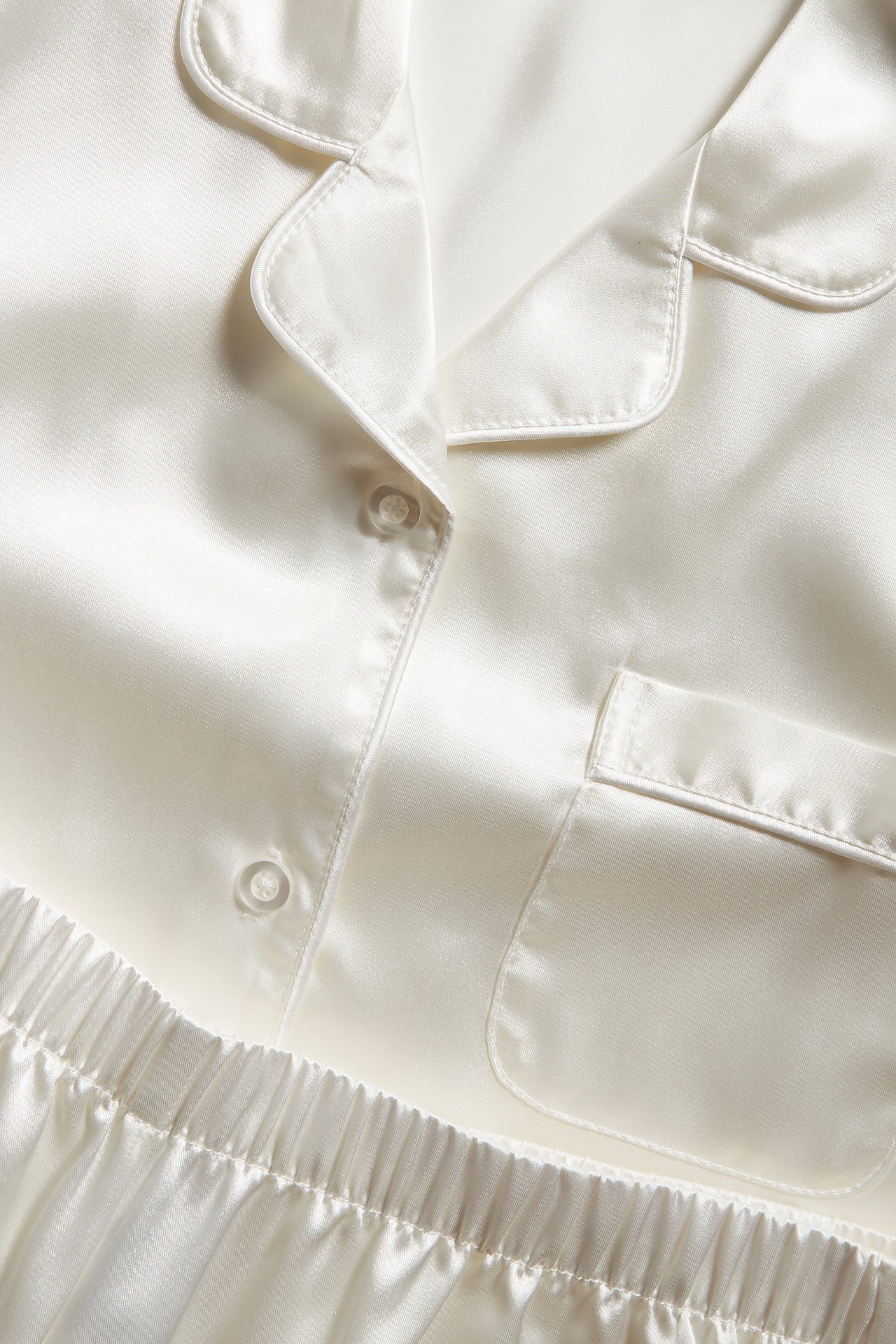 Pyjamas i satin - Offwhite - 7