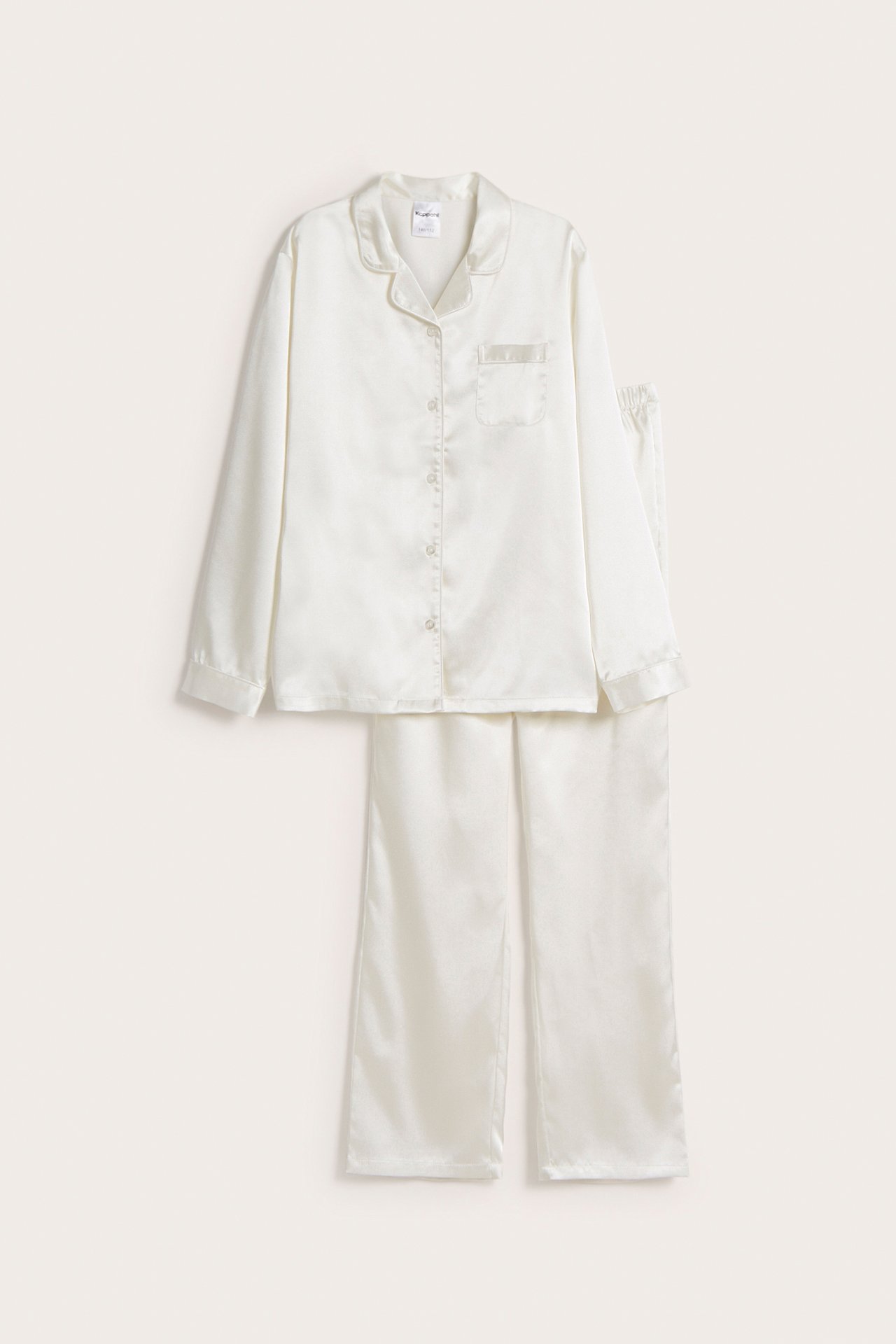 Pyjamas i satin - Offwhite - 8