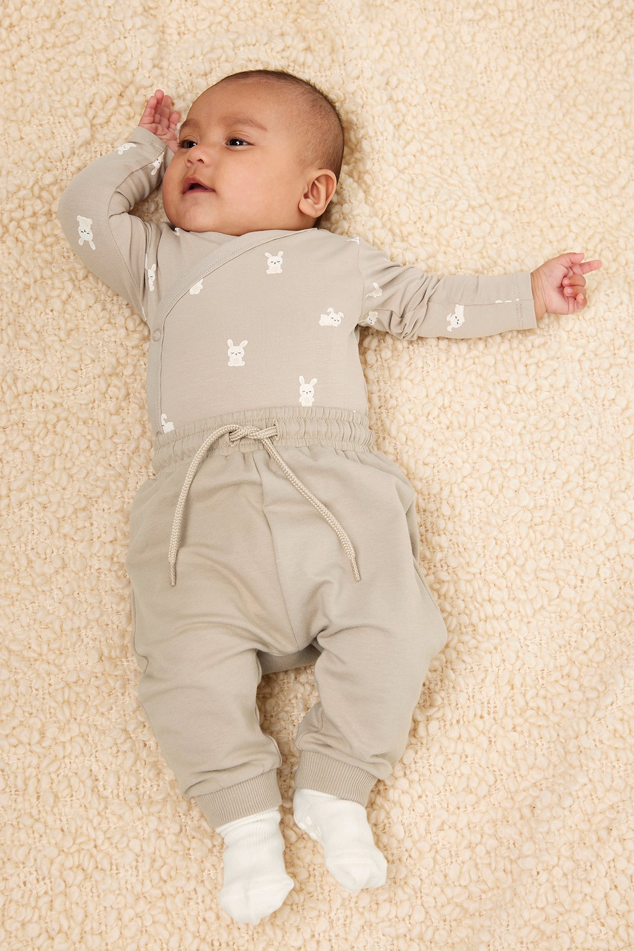 Mønstret body baby - Beige - 2