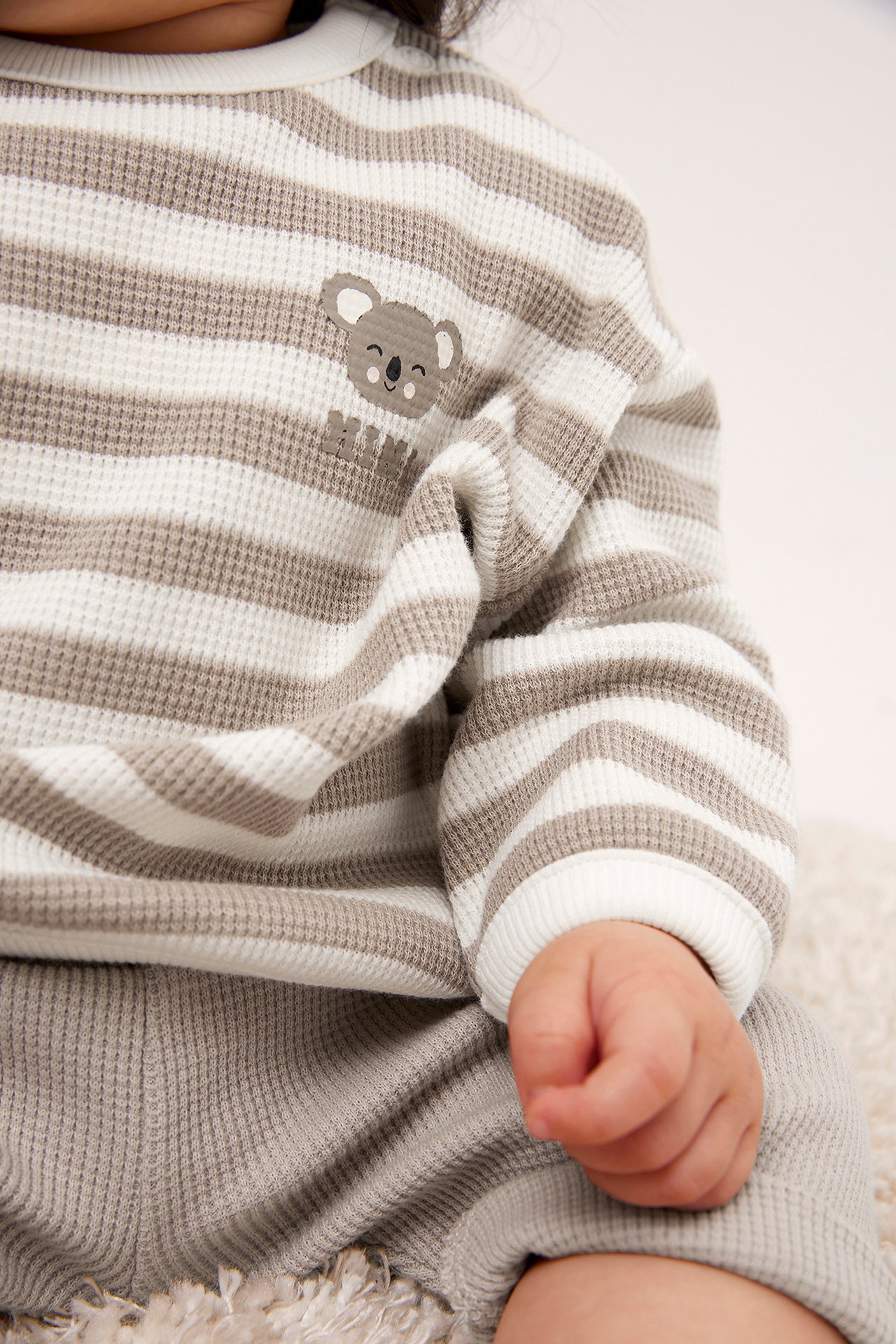 Våfflad sweatshirt baby - Offwhite - 1