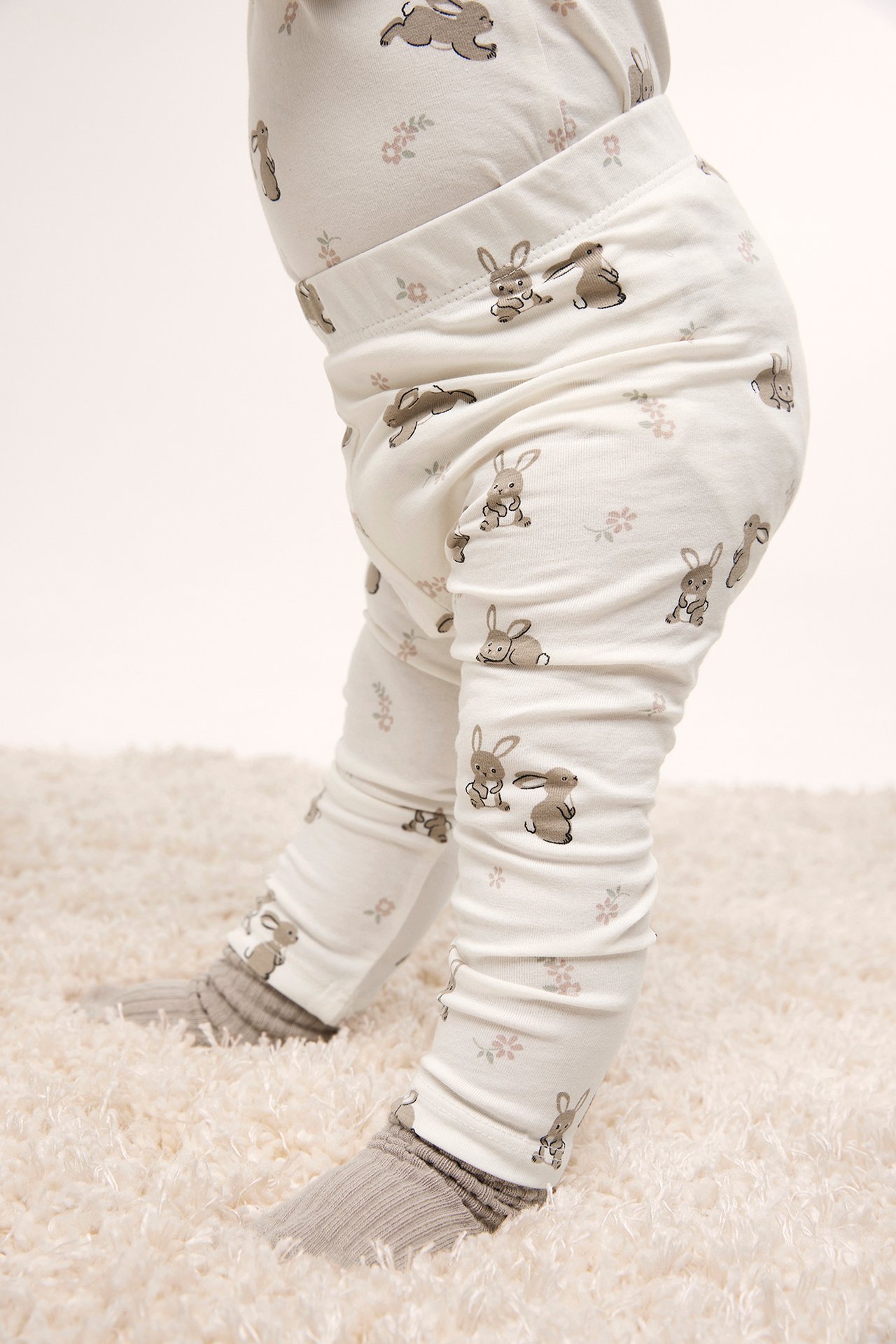 Legginsy we wzory, dla niemowląt - Offwhite - 4