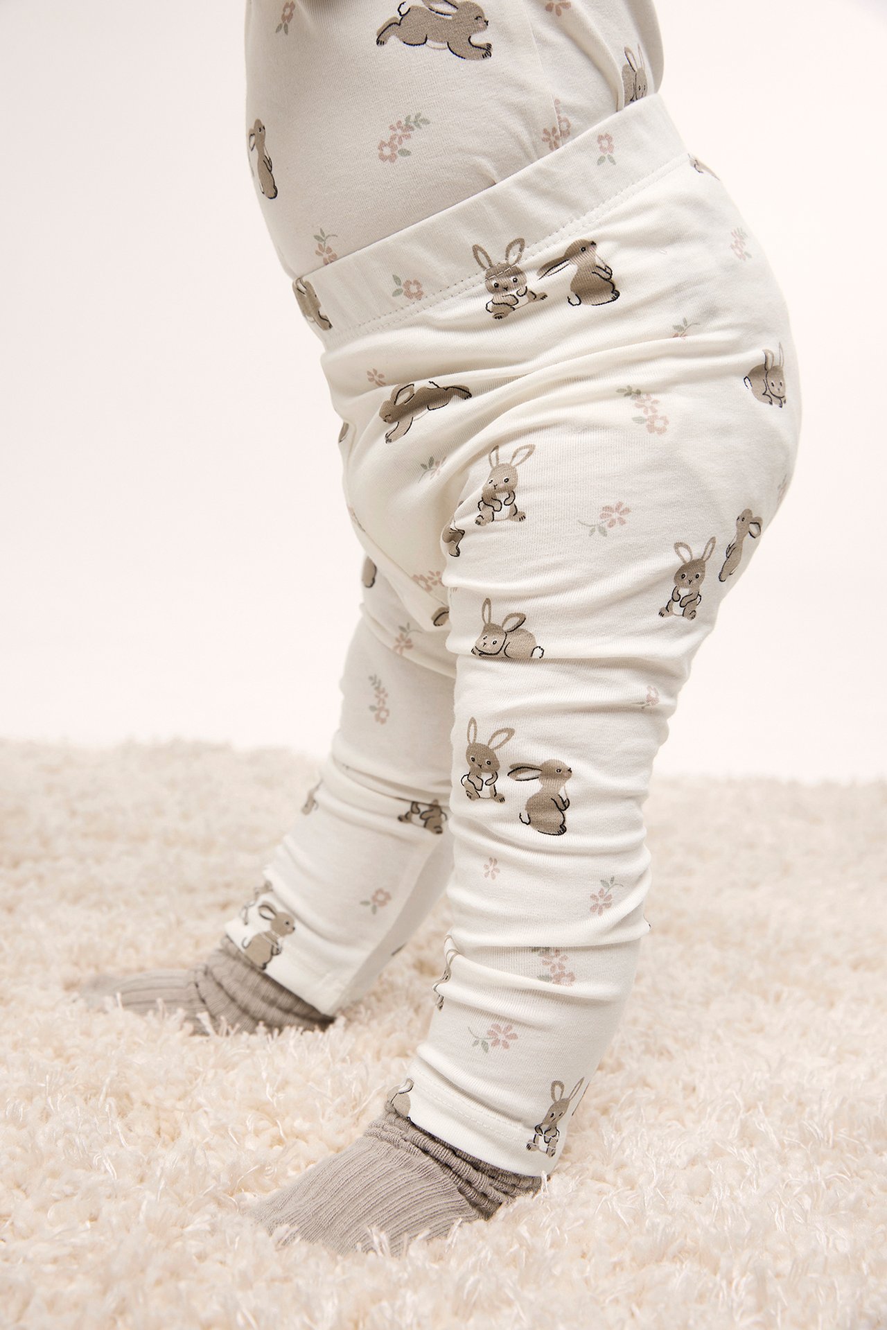 Mönstrade leggings baby - Offwhite - 2