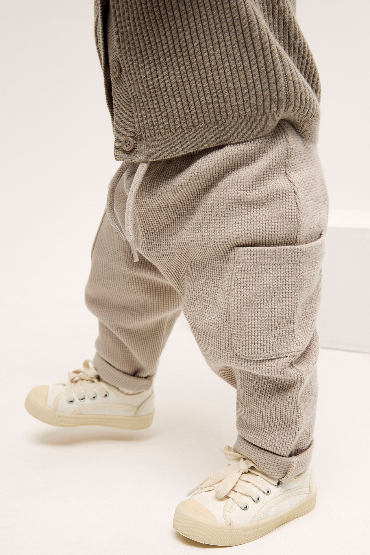 Våfflade byxor baby - Beige - 2