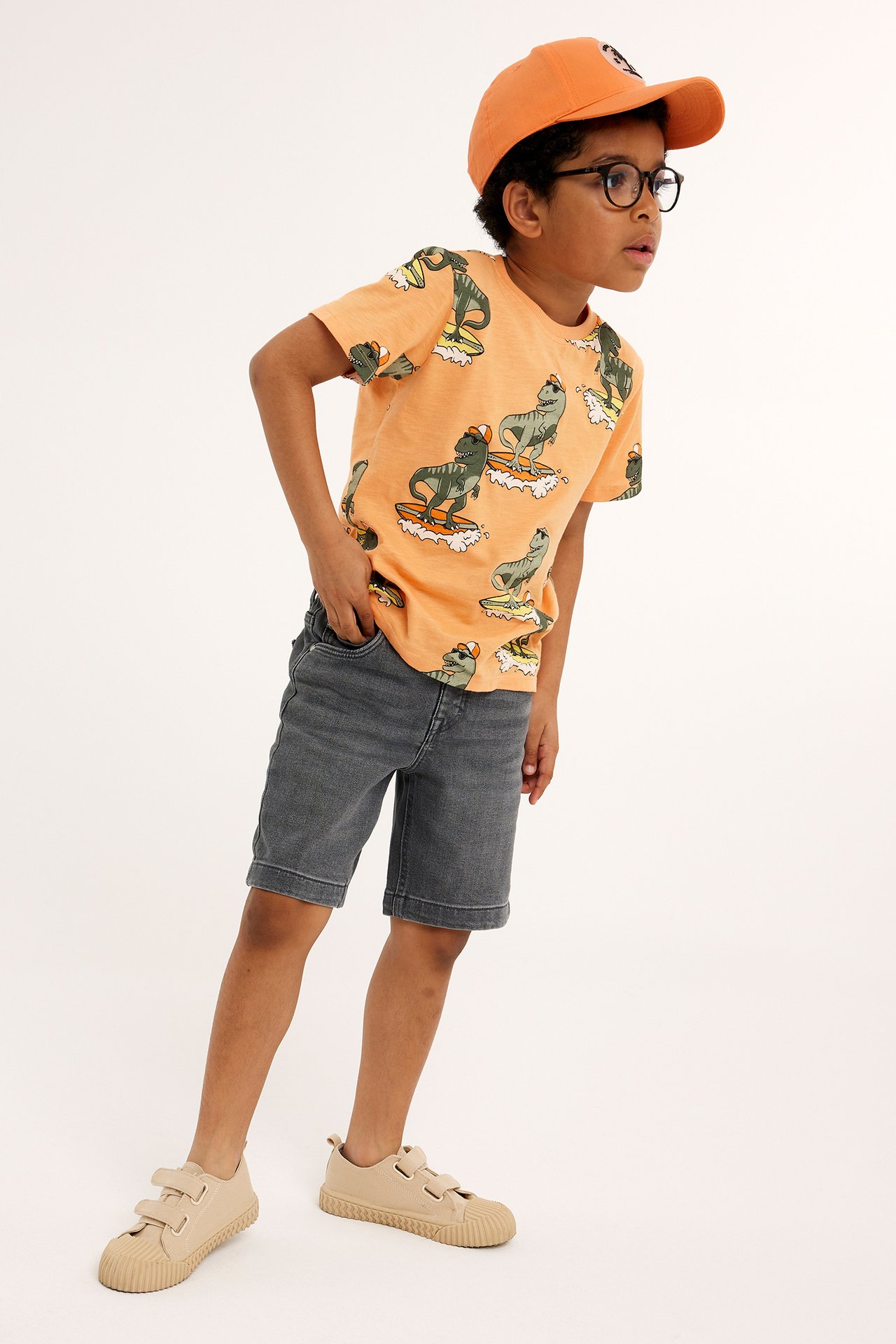 T-shirt we wzory - Pomarańczowy - 2