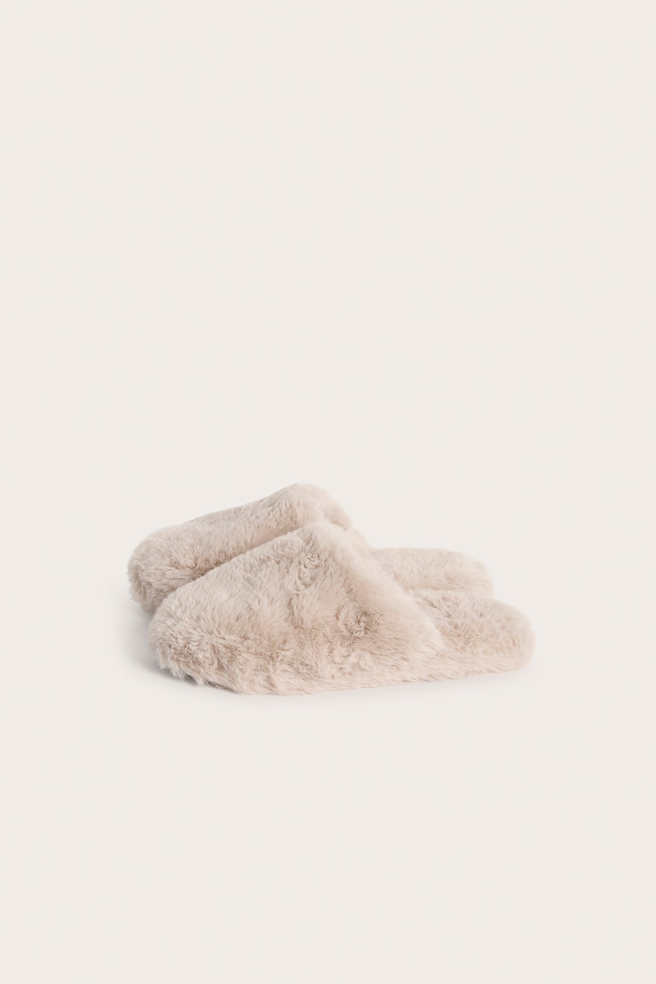 Tofflor i fuskpäls - Ljusbeige - 1