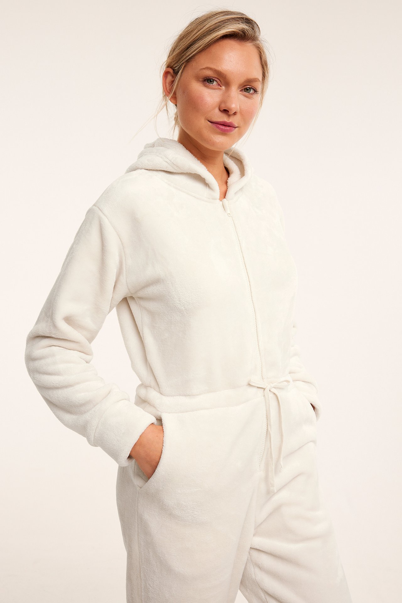 Jumpsuit i fleece - Ljusbeige - 180cm / Storlek: S - 2