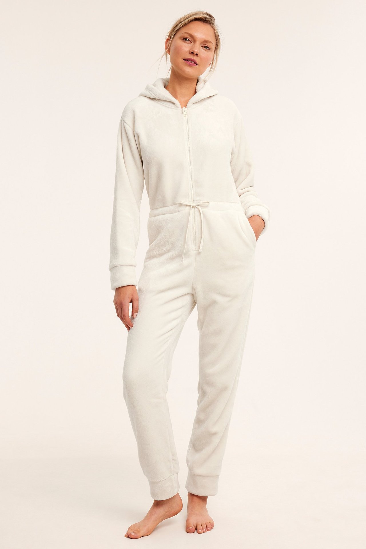 Jumpsuit i fleece - Ljusbeige - 180cm / Storlek: S - 1