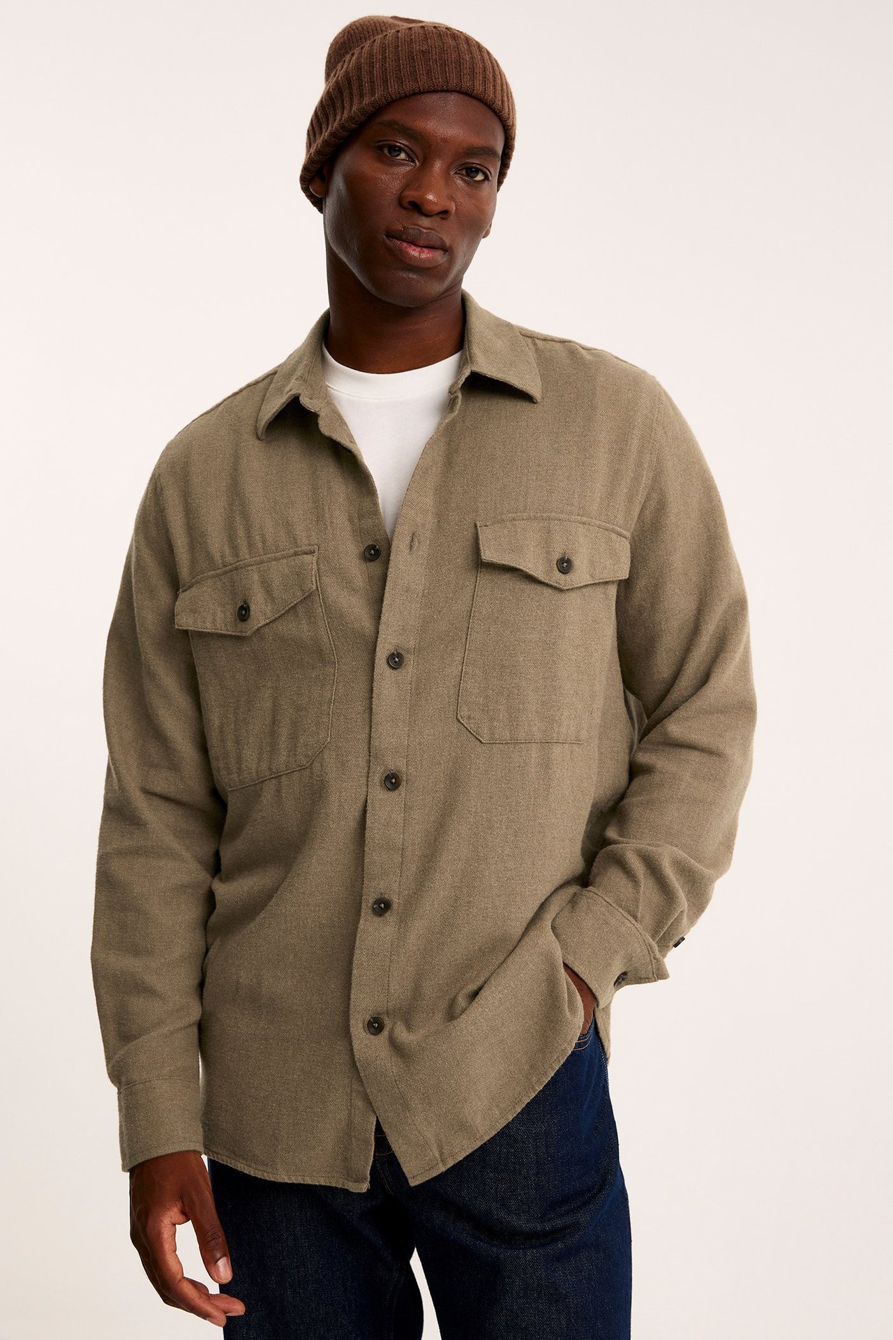 Overshirt i flanell - Ljusbrun - 185cm / Storlek: M - 1