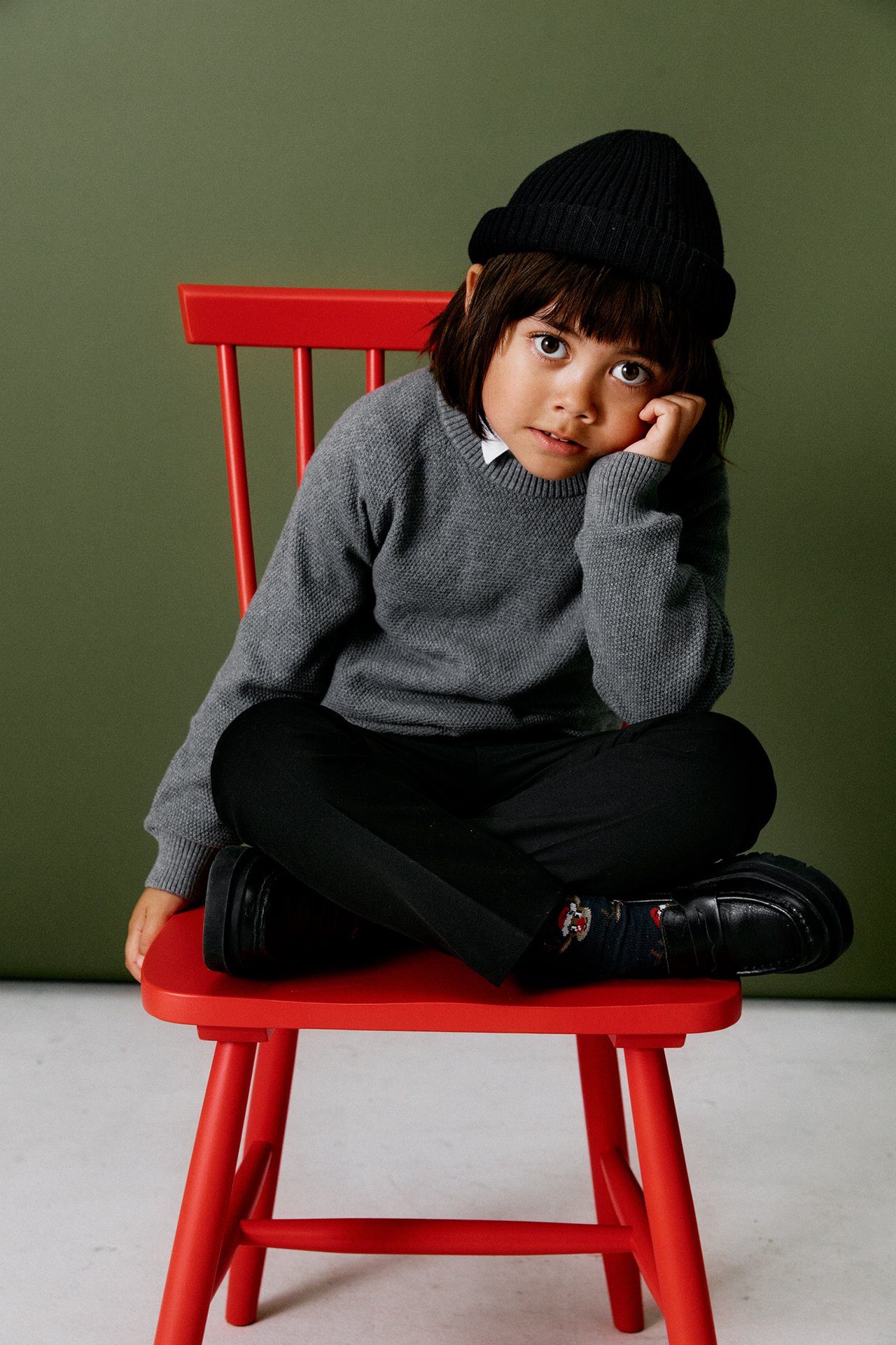 Dzianinowy sweter - Ciemnoszary - 1