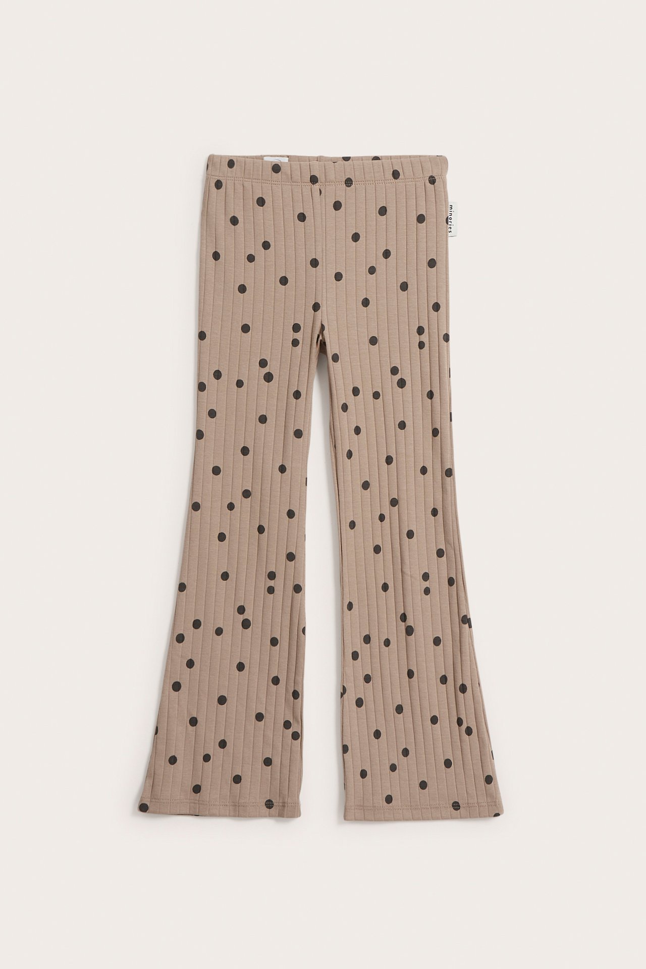 Ribbade utsvängda leggings - Beige - 3