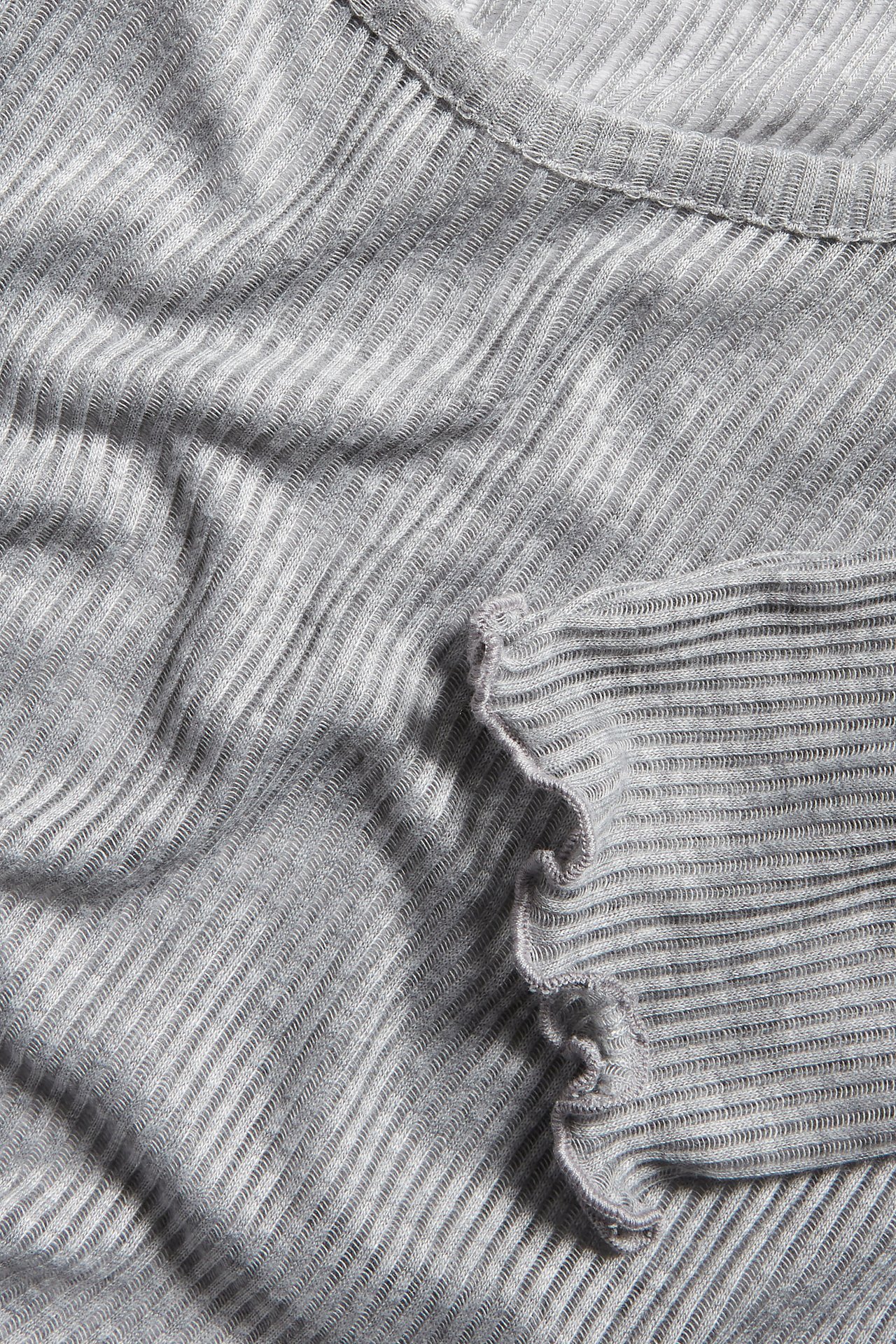 Ribbestrikket topp - Lysegrå - 4