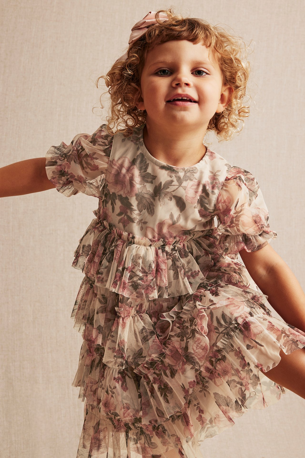 Blomstrete meshkjole - Beige - 5