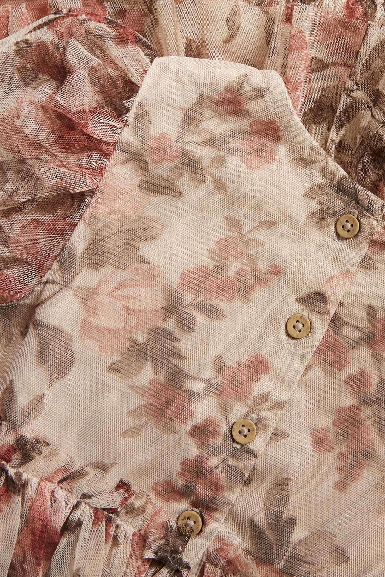 Blomstrete meshkjole - Beige - 10