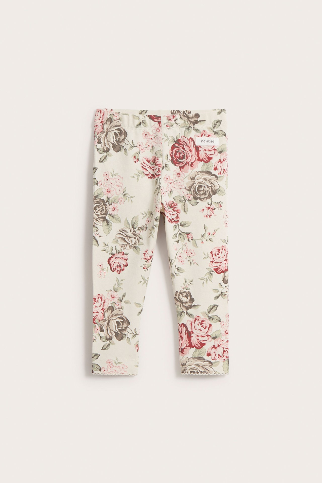 Blommiga leggings med volang baby - Ljusbeige - 3