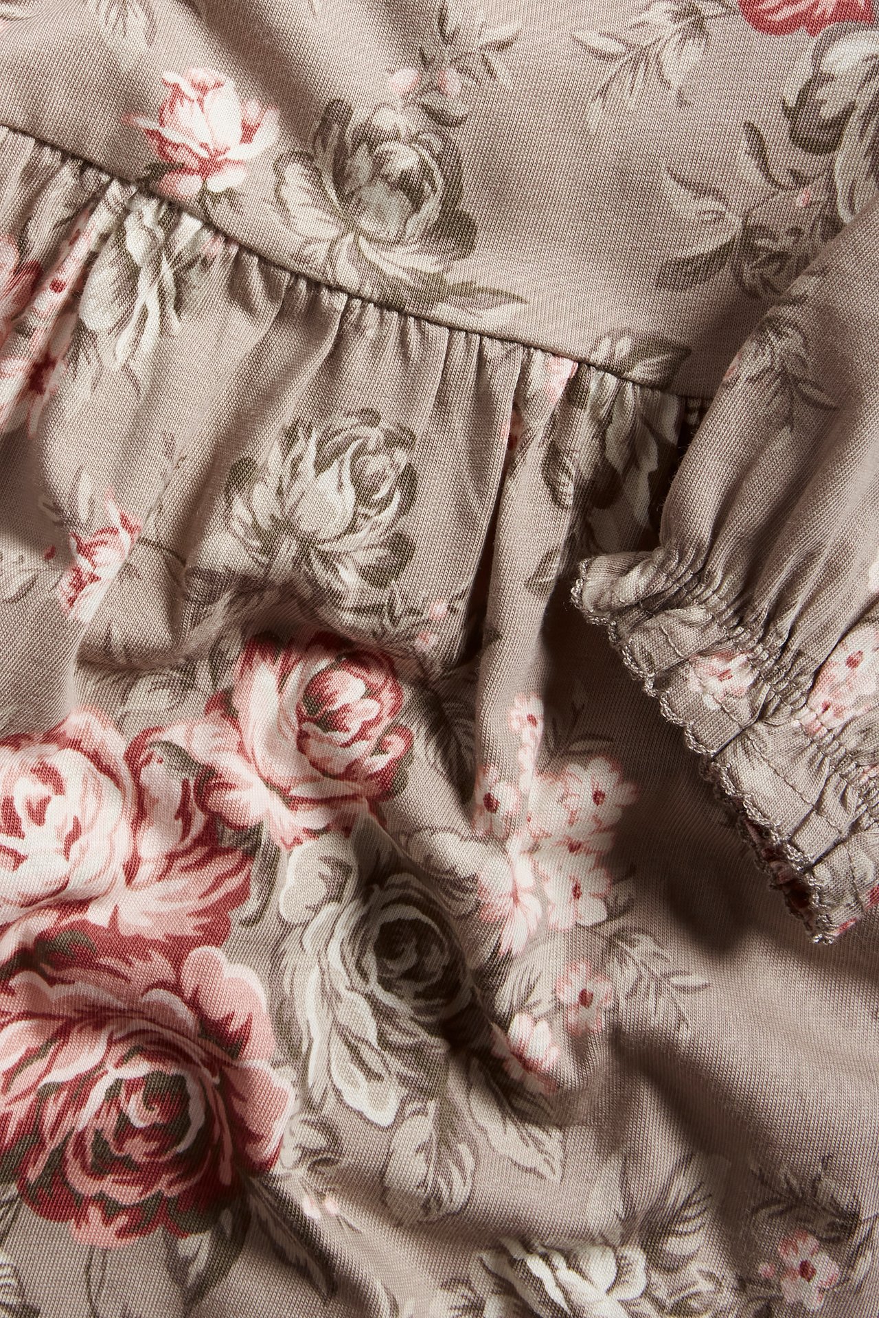 Blomstrete kjole baby - Mørk beige - 1