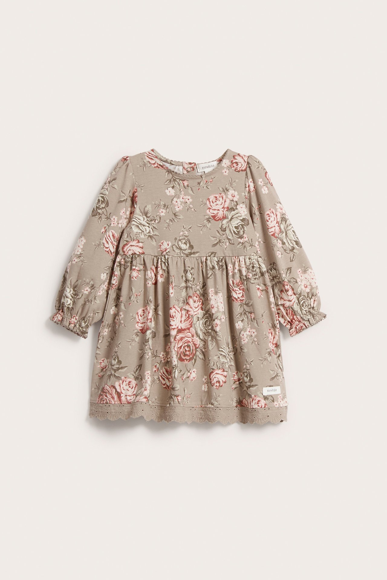 Blomstrete kjole baby - Mørk beige - 2