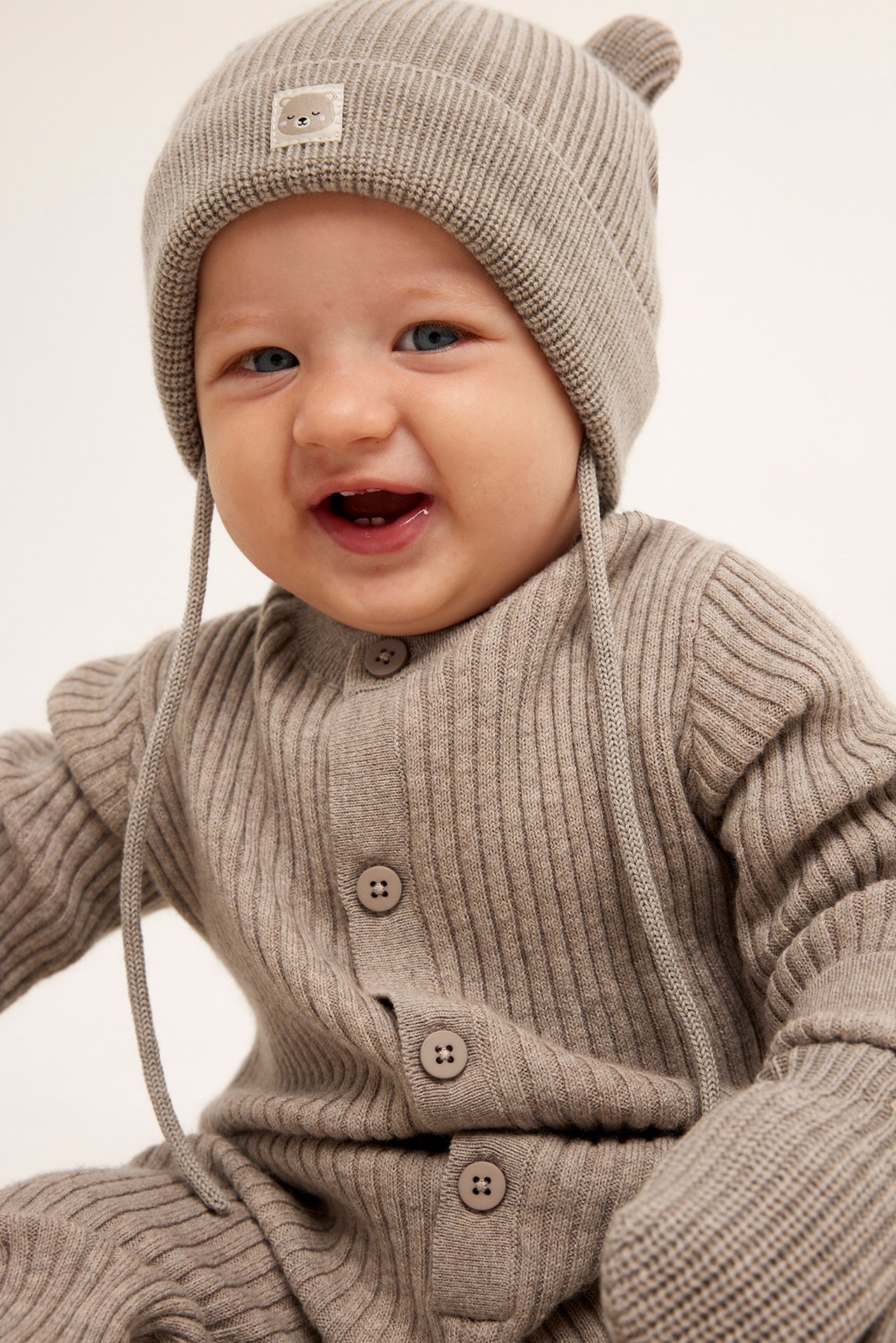 Lue i merinoull til baby - Melert beige - 2