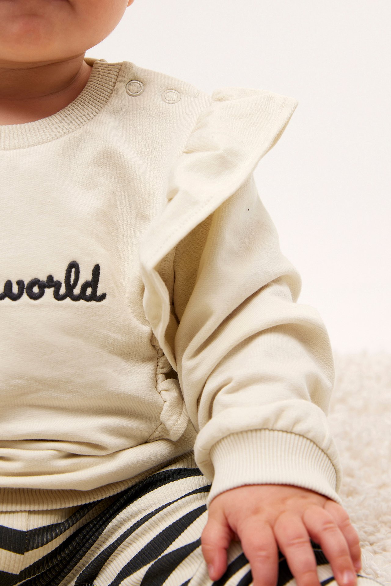 Sweatshirt med volang baby - Ljusbeige - 1