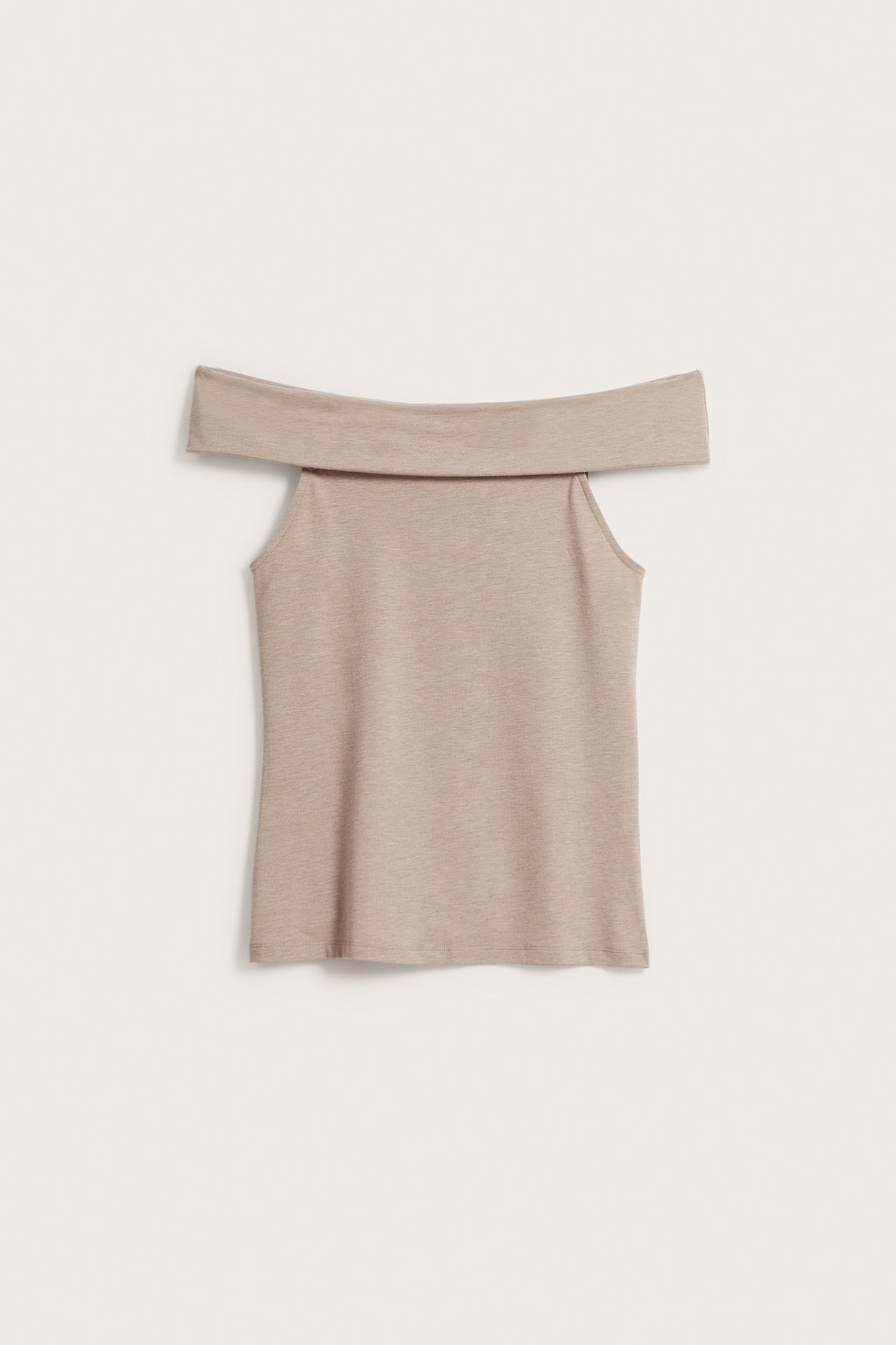 Off-shoulder-paita - Meleerattu beige - 8