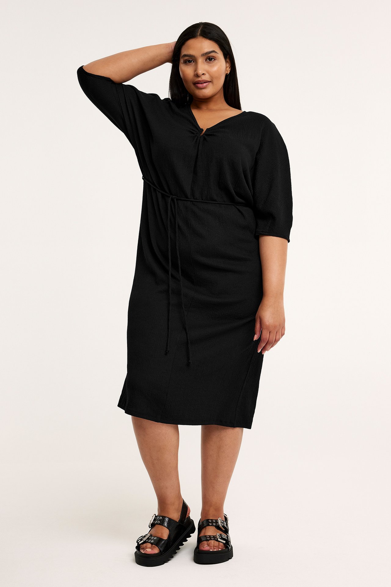 Sukienka z paskiem - Czarne - 172cm / Storlek: XL - 1