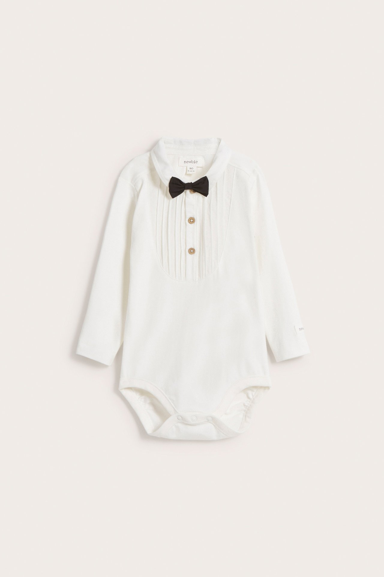 Långärmad body med fluga baby - Offwhite - 5