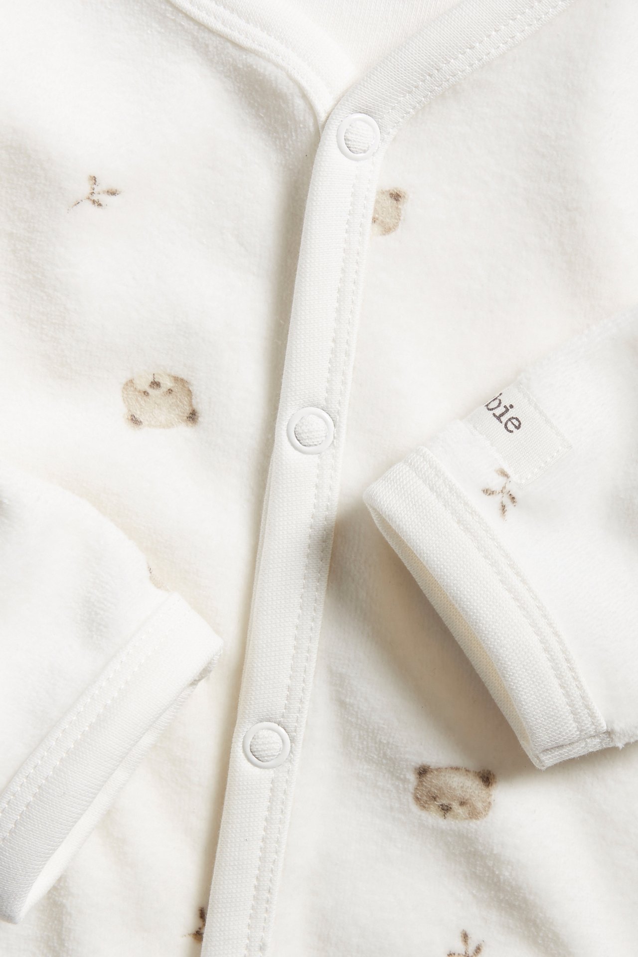 Mønstret pyjamas i velour til baby - Offwhite - 1