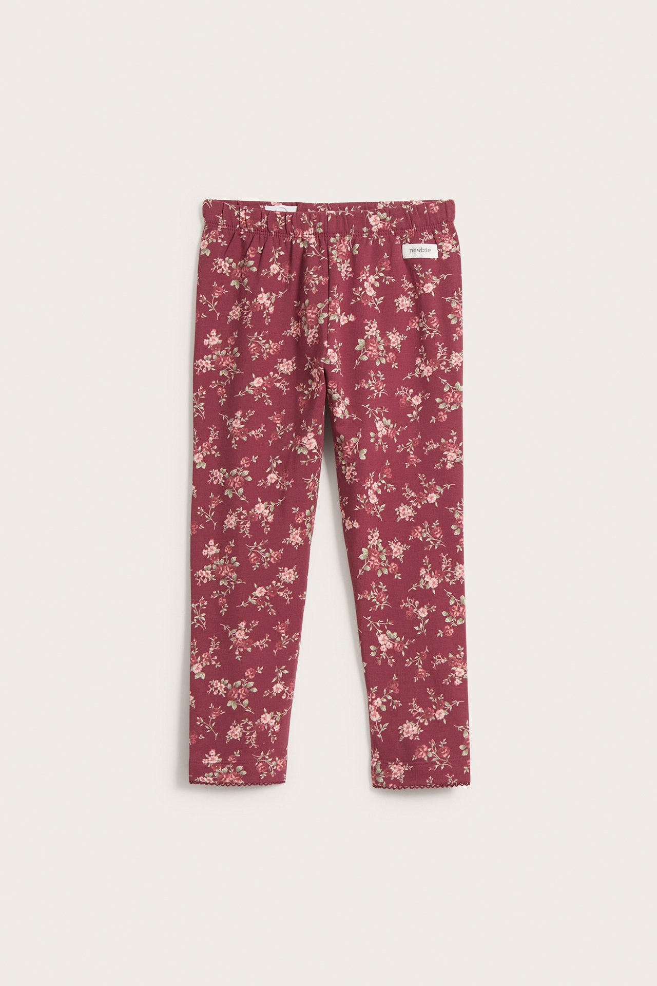 Blommiga leggings - Mörkröd - 2