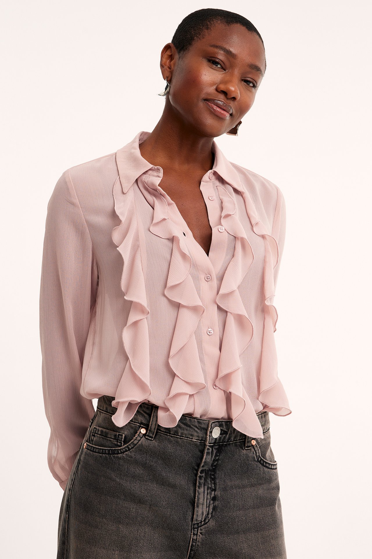 Bluse med volanger - Rosa - 175cm / Storlek: S - 3