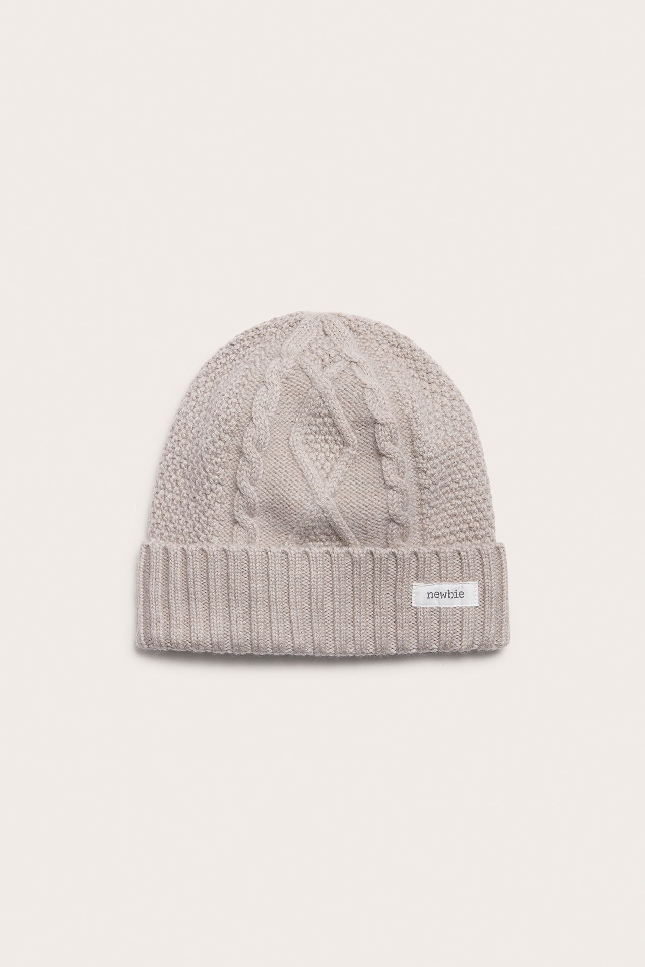 Mössa i merinoull - Melerad beige - 1