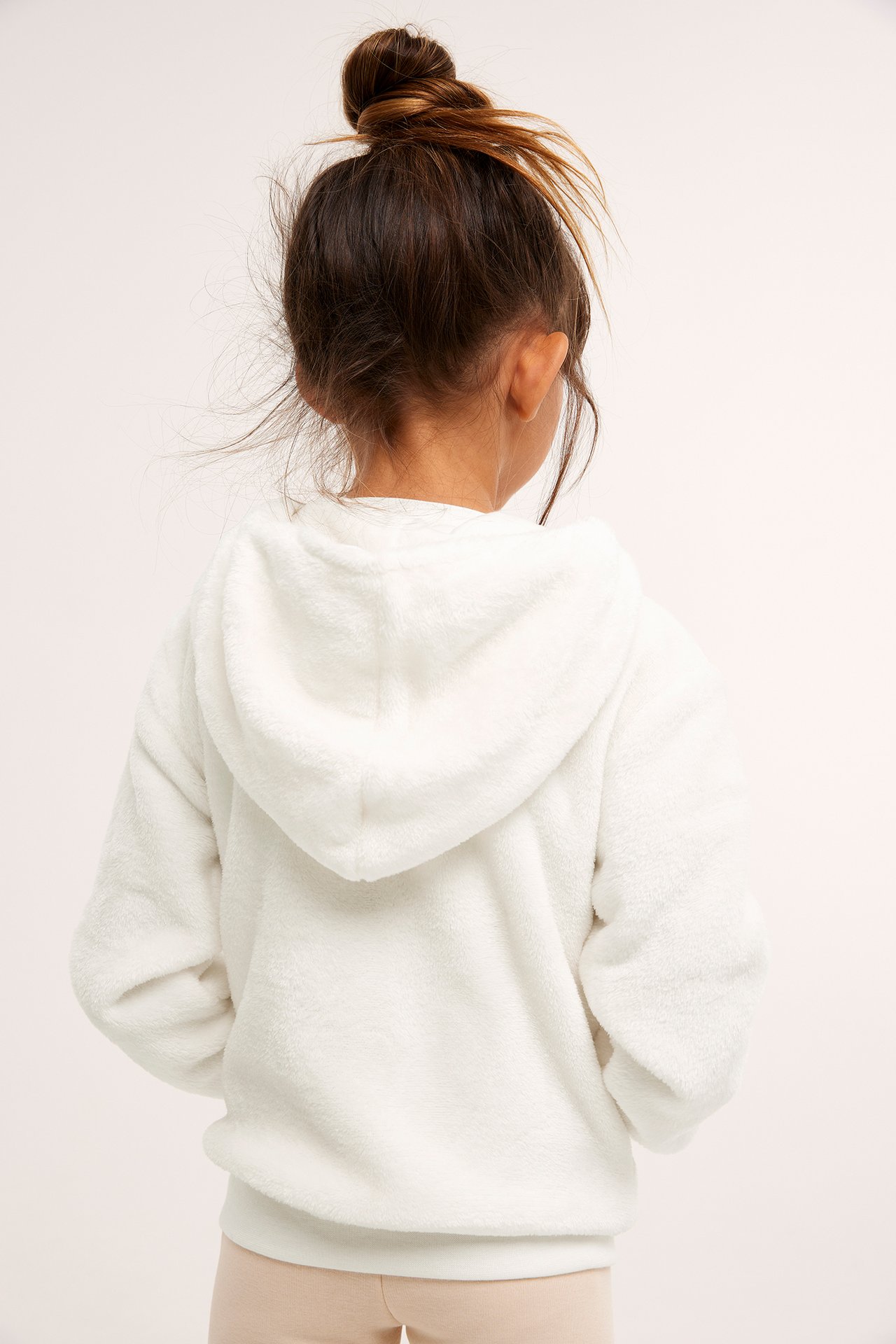 Hettegenser i fleece - Offwhite - 4
