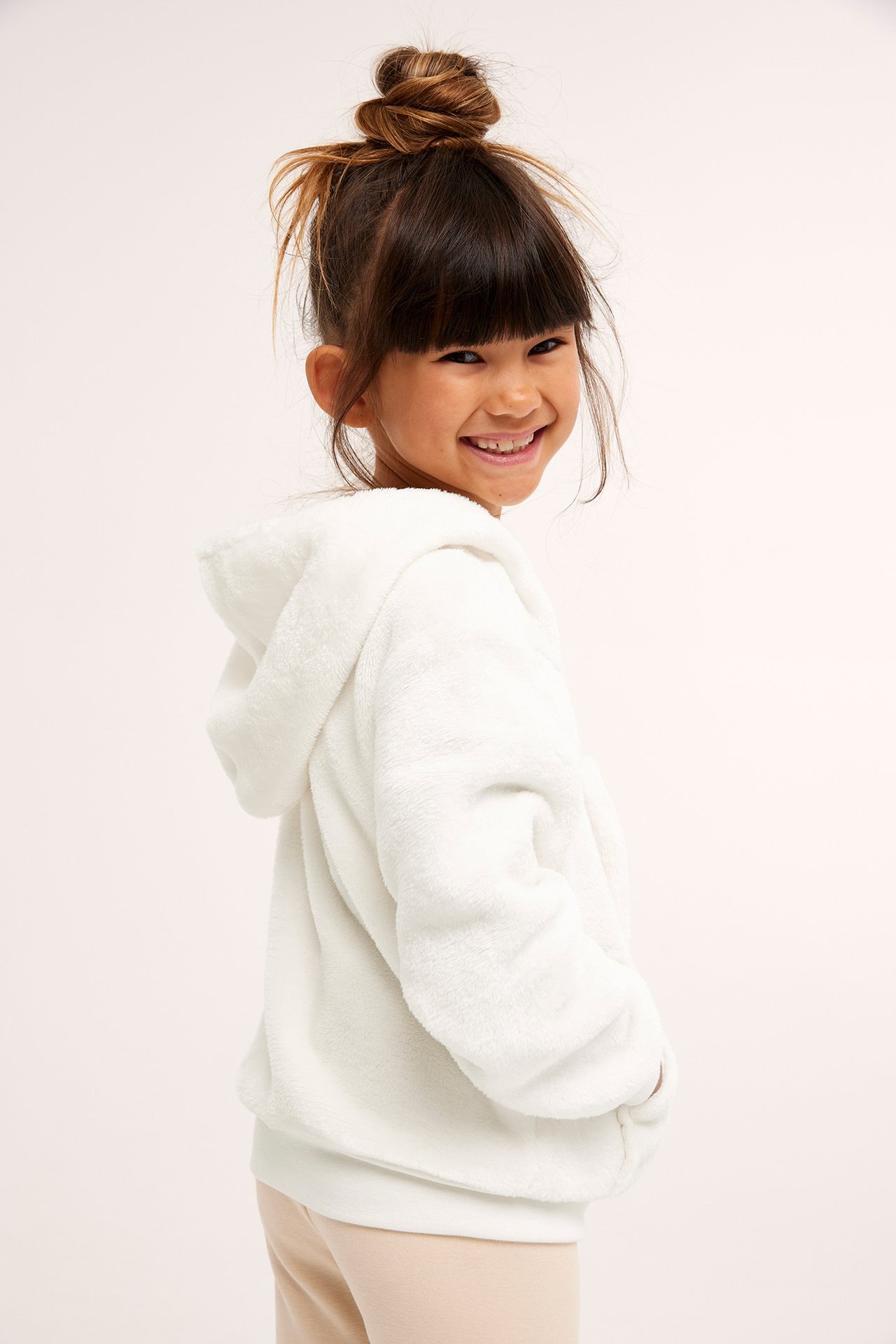 Hettegenser i fleece - Offwhite - 3