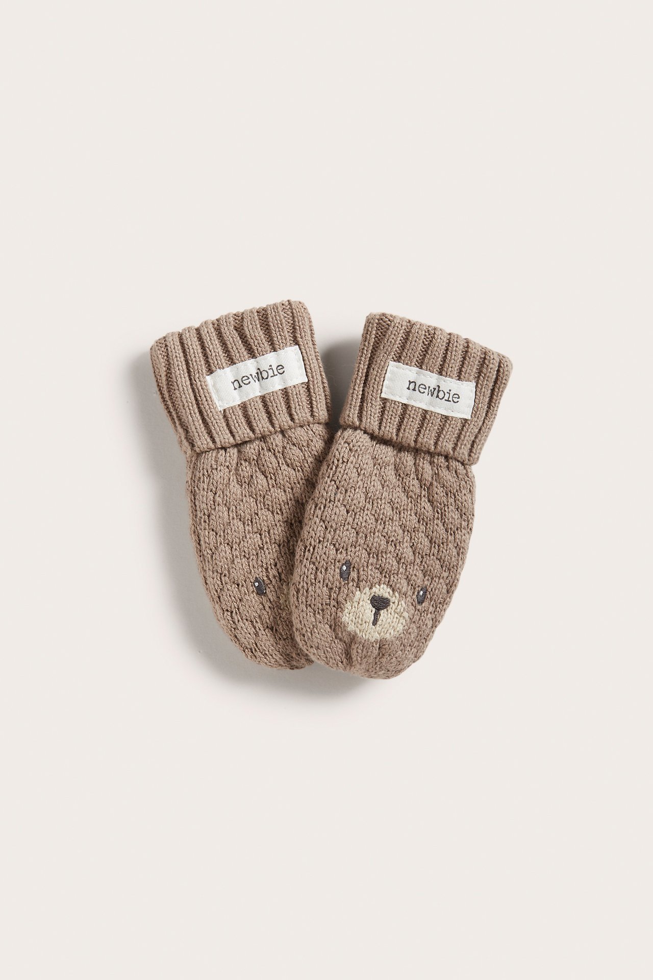 Strikkevotter baby - Mørk beige - 1