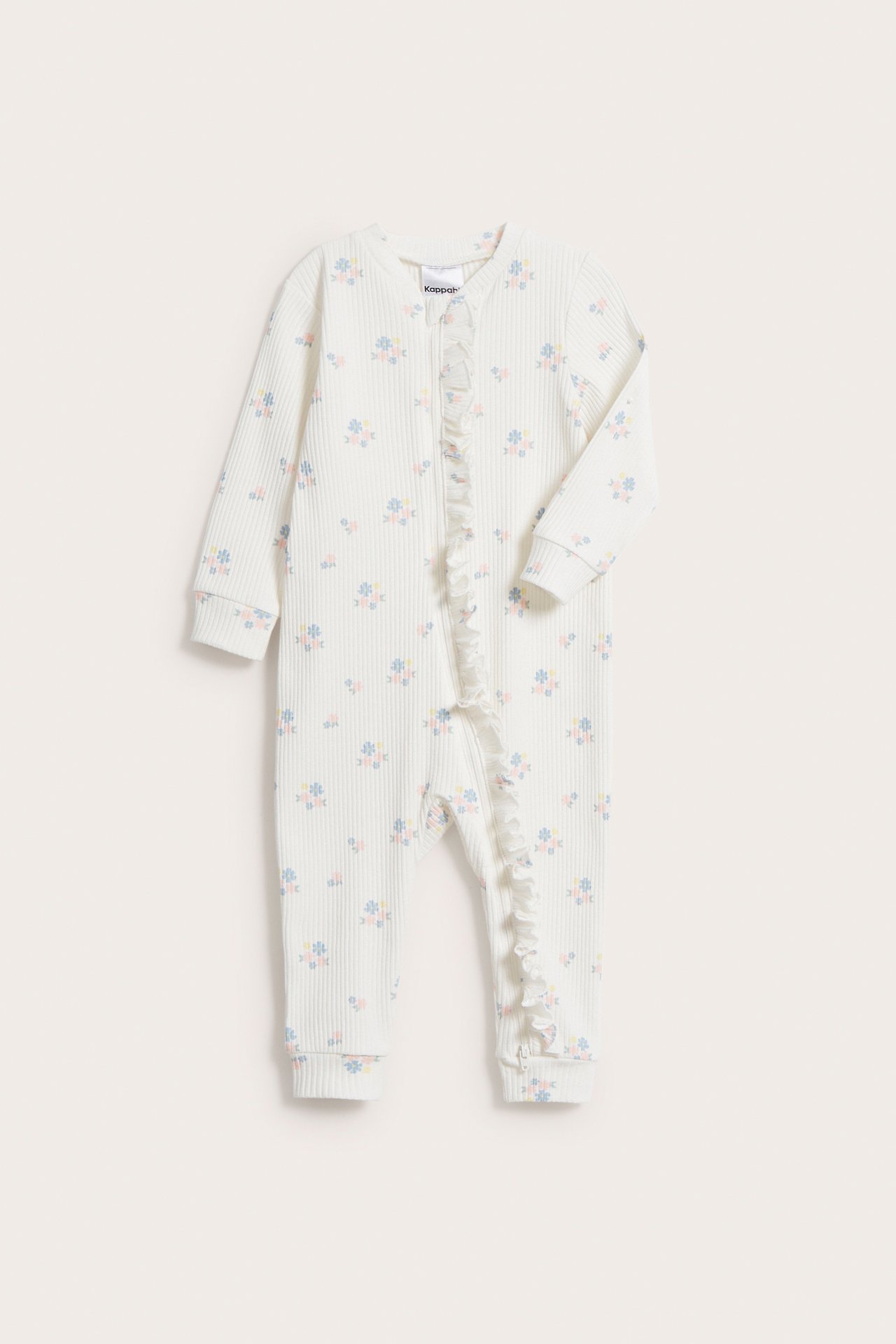 Blomstrete babypyjamas - Offwhite - 6