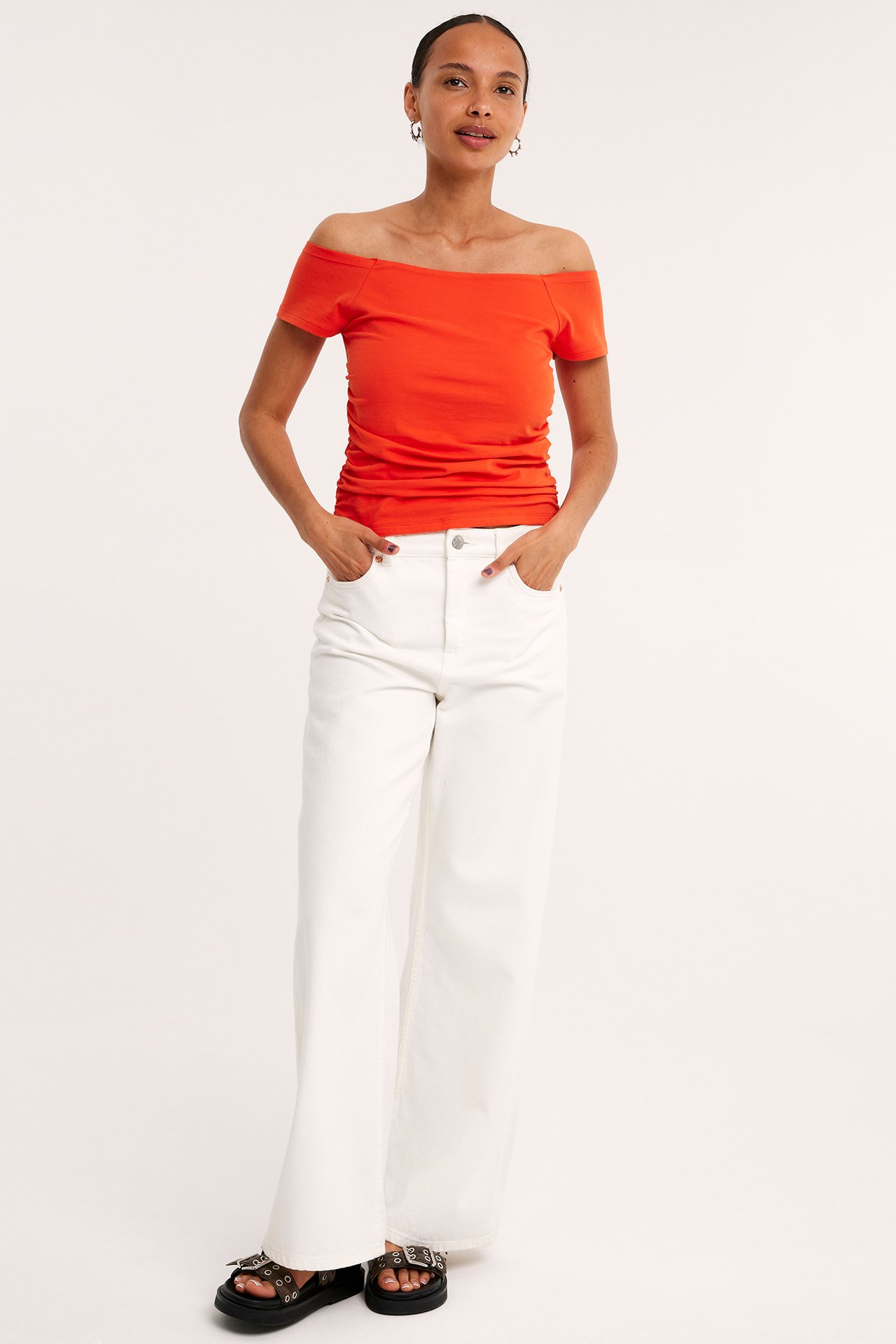 Off-shoulder-paita - Punainen - 2