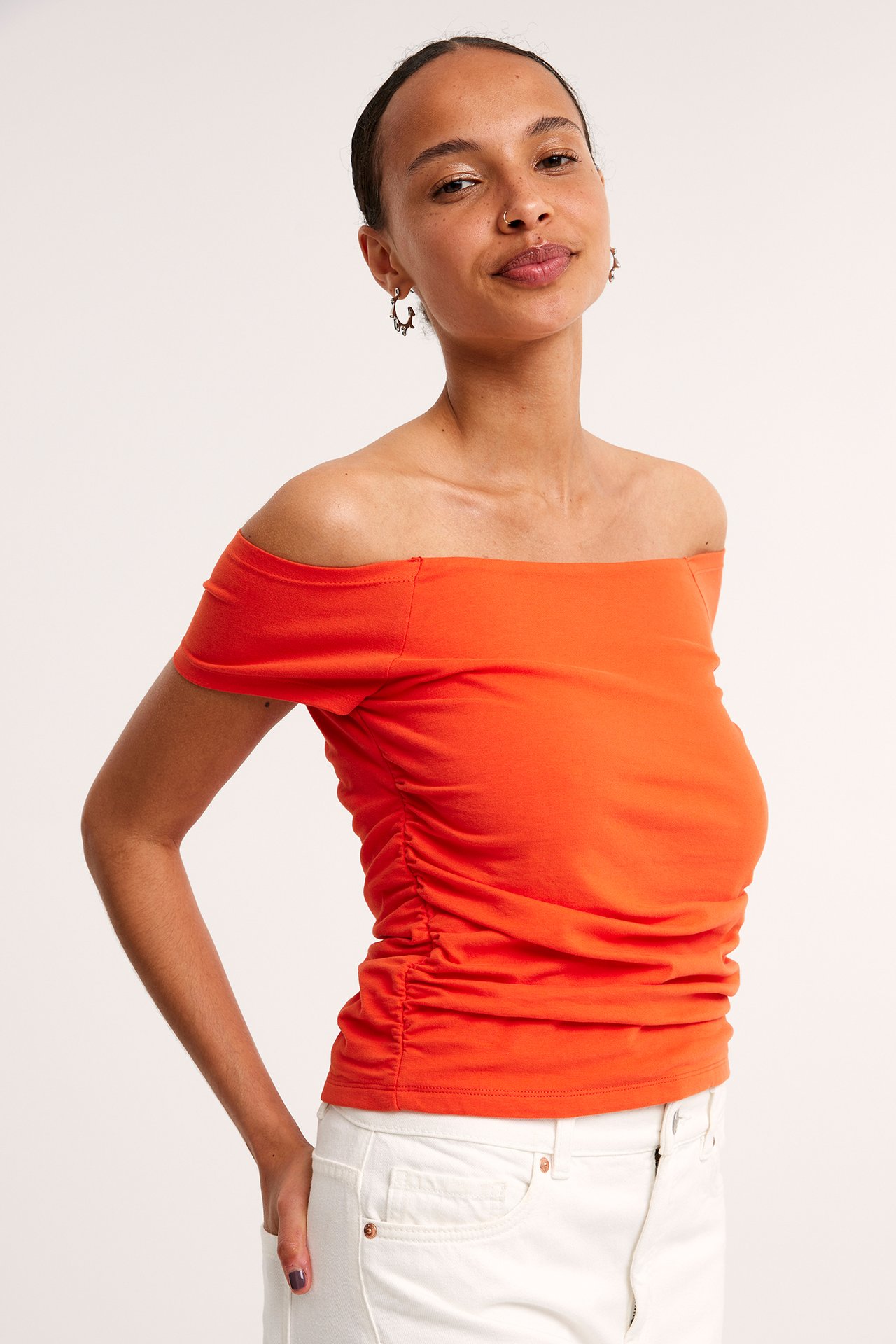 Off-shoulder-paita - Punainen - 3
